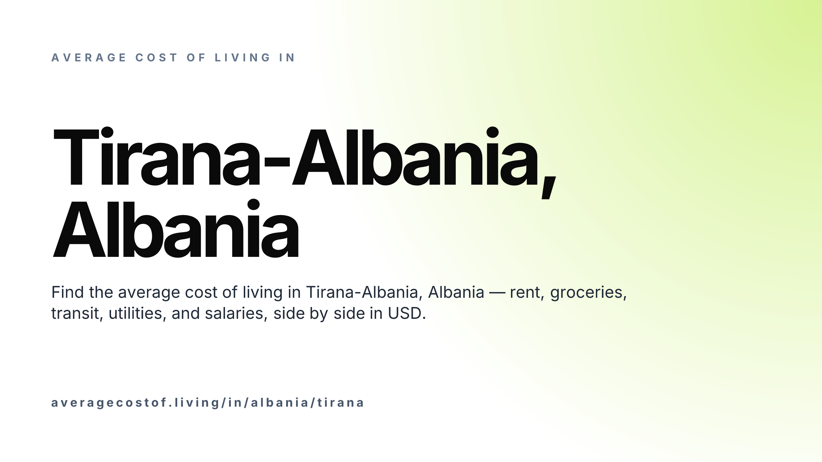 Cost of living in Tirana-Albania, Albania — monthly rent, food, transport, utilities, and salary breakdown in USD.
