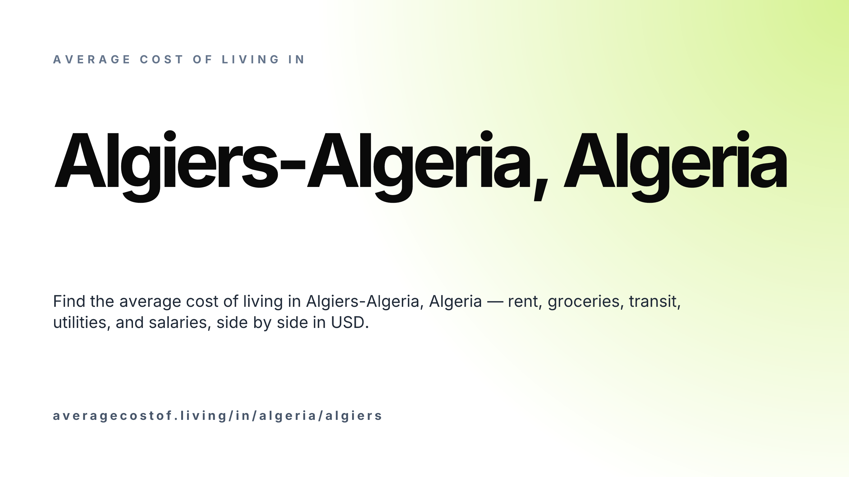 Cost of living in Algiers-Algeria, Algeria — monthly rent, food, transport, utilities, and salary breakdown in USD.