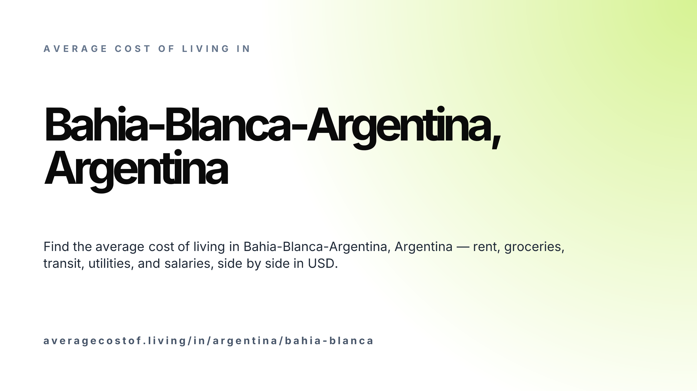 Cost of living in Bahia-Blanca-Argentina, Argentina — monthly rent, food, transport, utilities, and salary breakdown in USD.