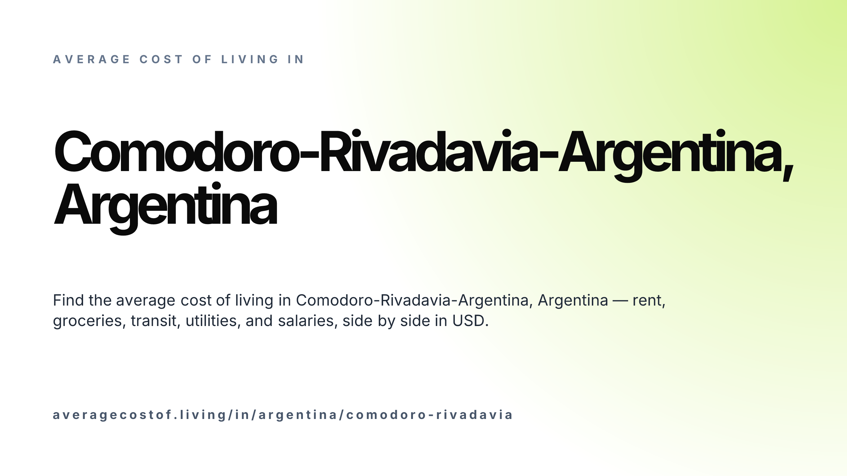 Cost of living in Comodoro-Rivadavia-Argentina, Argentina — monthly rent, food, transport, utilities, and salary breakdown in USD.