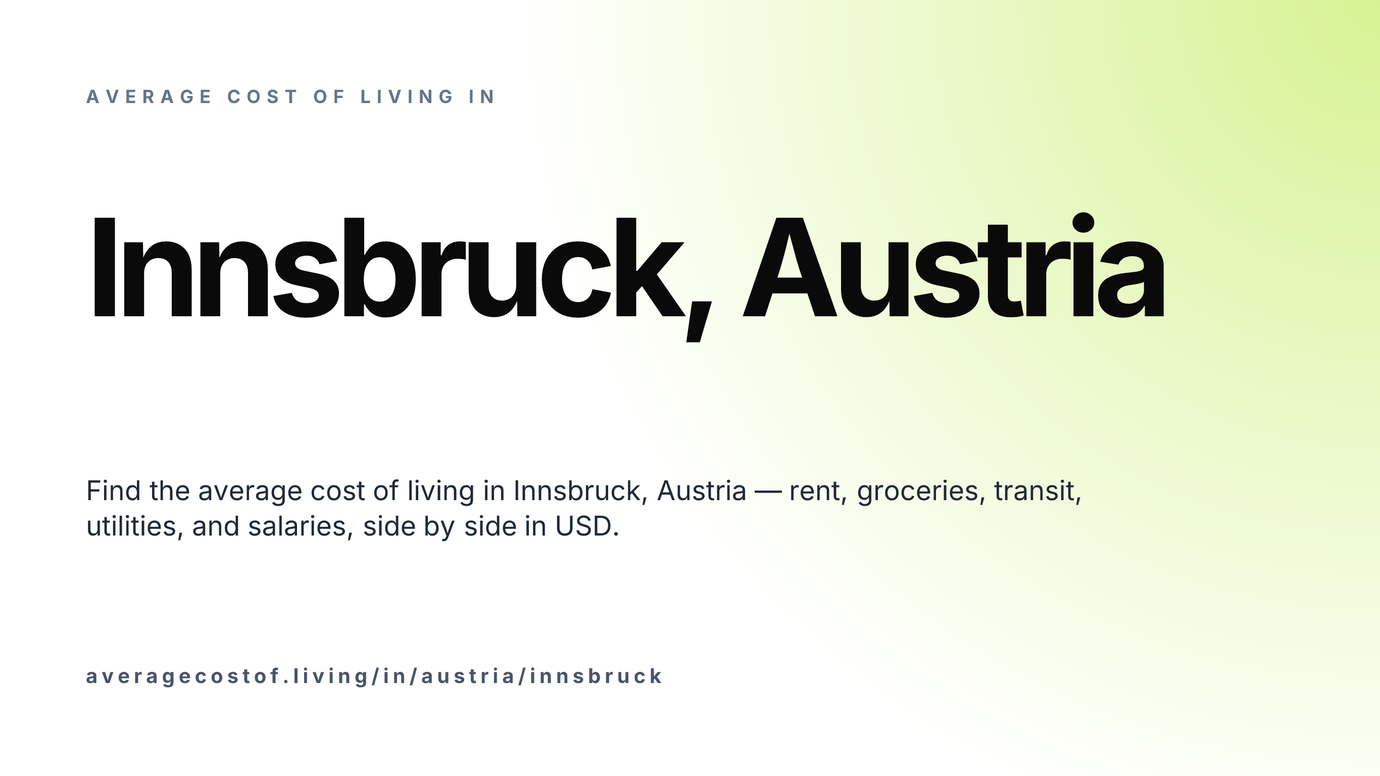 Cost of living in Innsbruck, Austria — monthly rent, food, transport, utilities, and salary breakdown in USD.