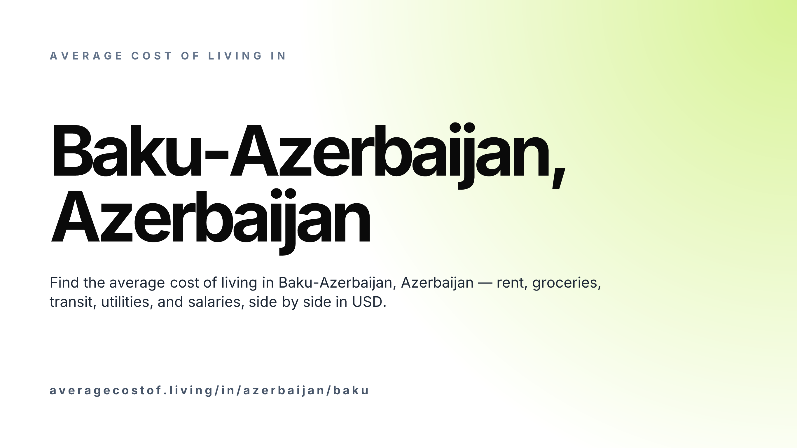 Cost of living in Baku-Azerbaijan, Azerbaijan — monthly rent, food, transport, utilities, and salary breakdown in USD.