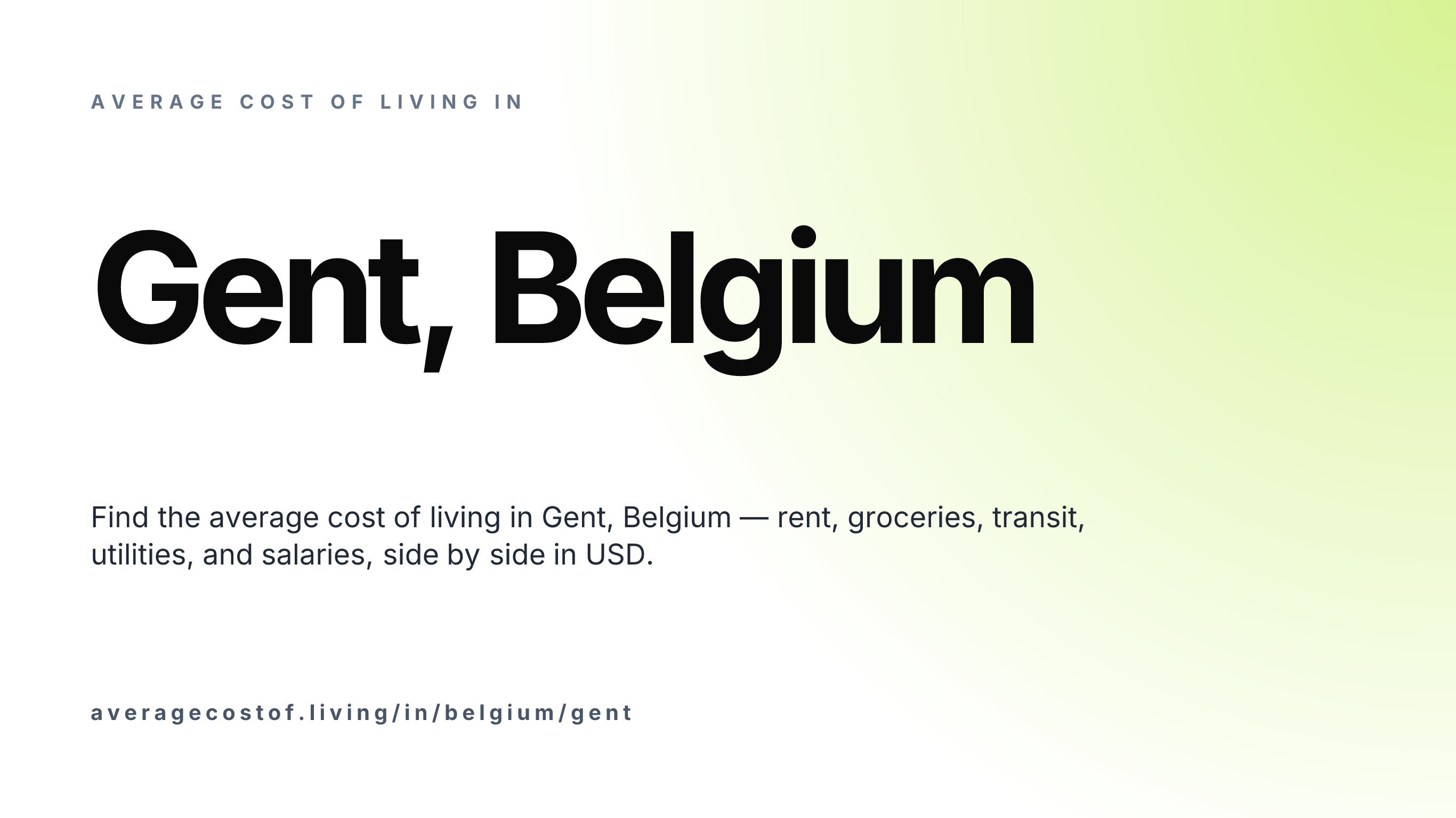 Cost of living in Gent, Belgium — monthly rent, food, transport, utilities, and salary breakdown in USD.