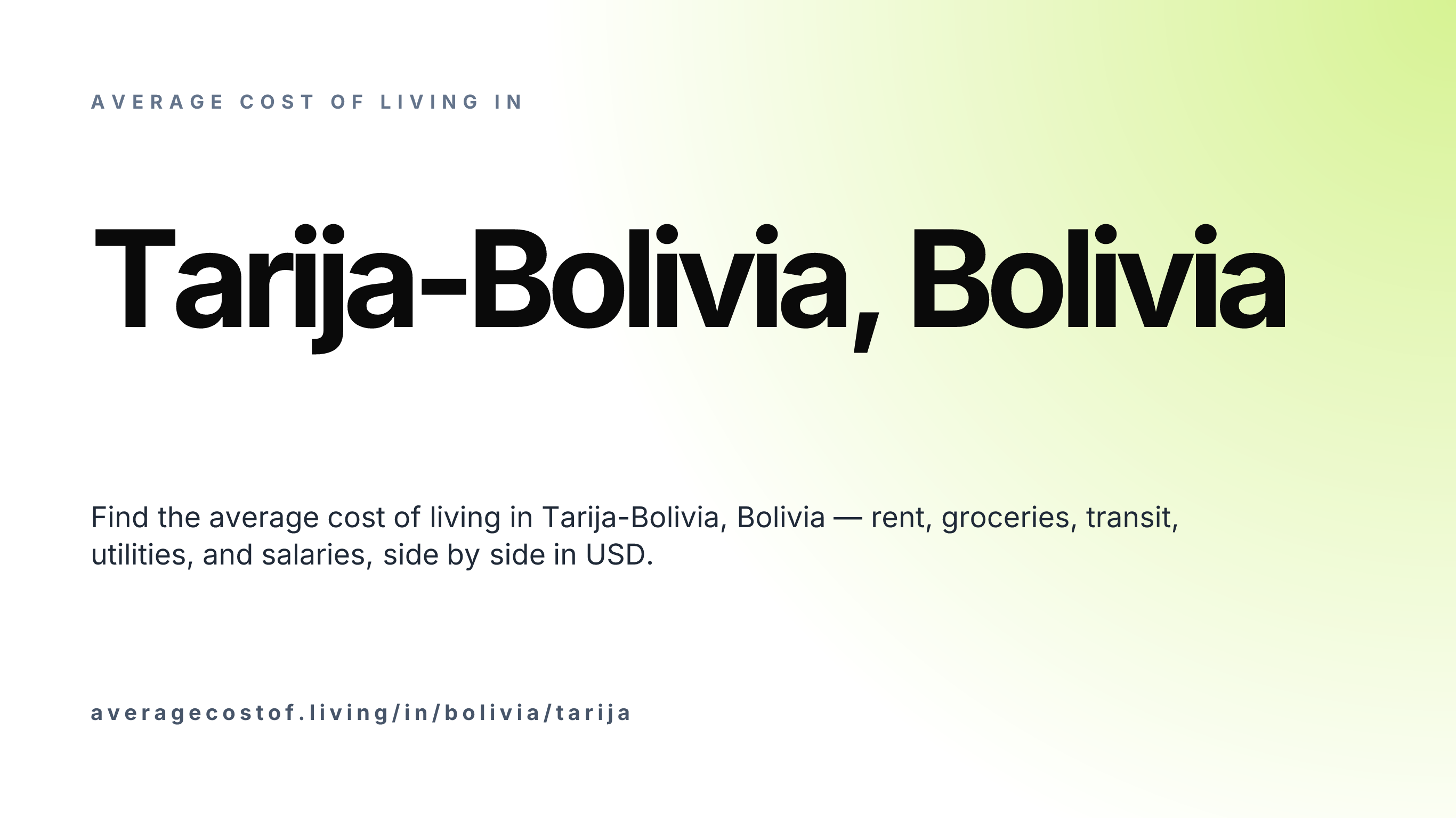 Cost of living in Tarija-Bolivia, Bolivia — monthly rent, food, transport, utilities, and salary breakdown in USD.