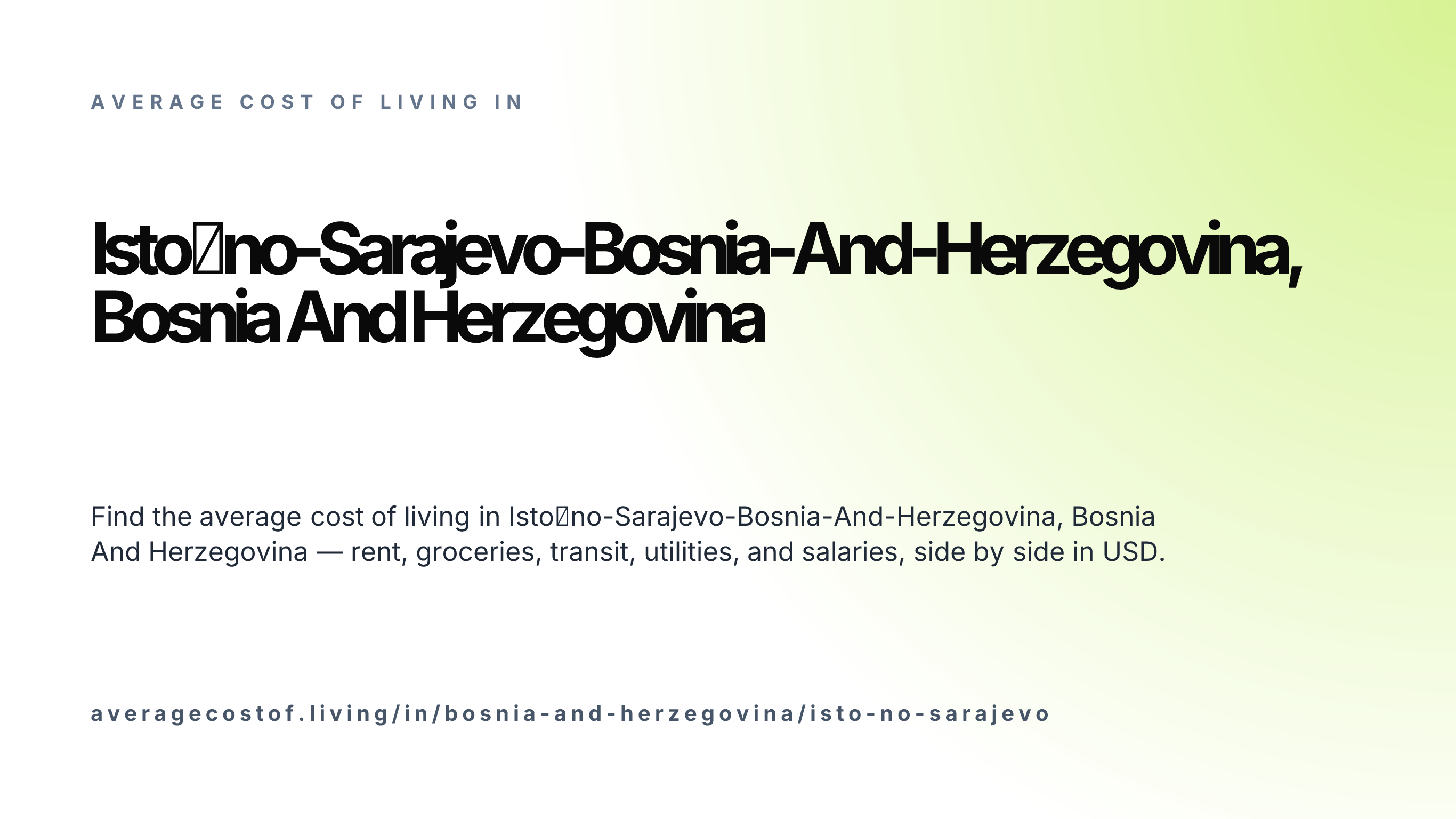 Cost of living in Istočno-Sarajevo-Bosnia-And-Herzegovina, Bosnia And Herzegovina — monthly rent, food, transport, utilities, and salary breakdown in USD.