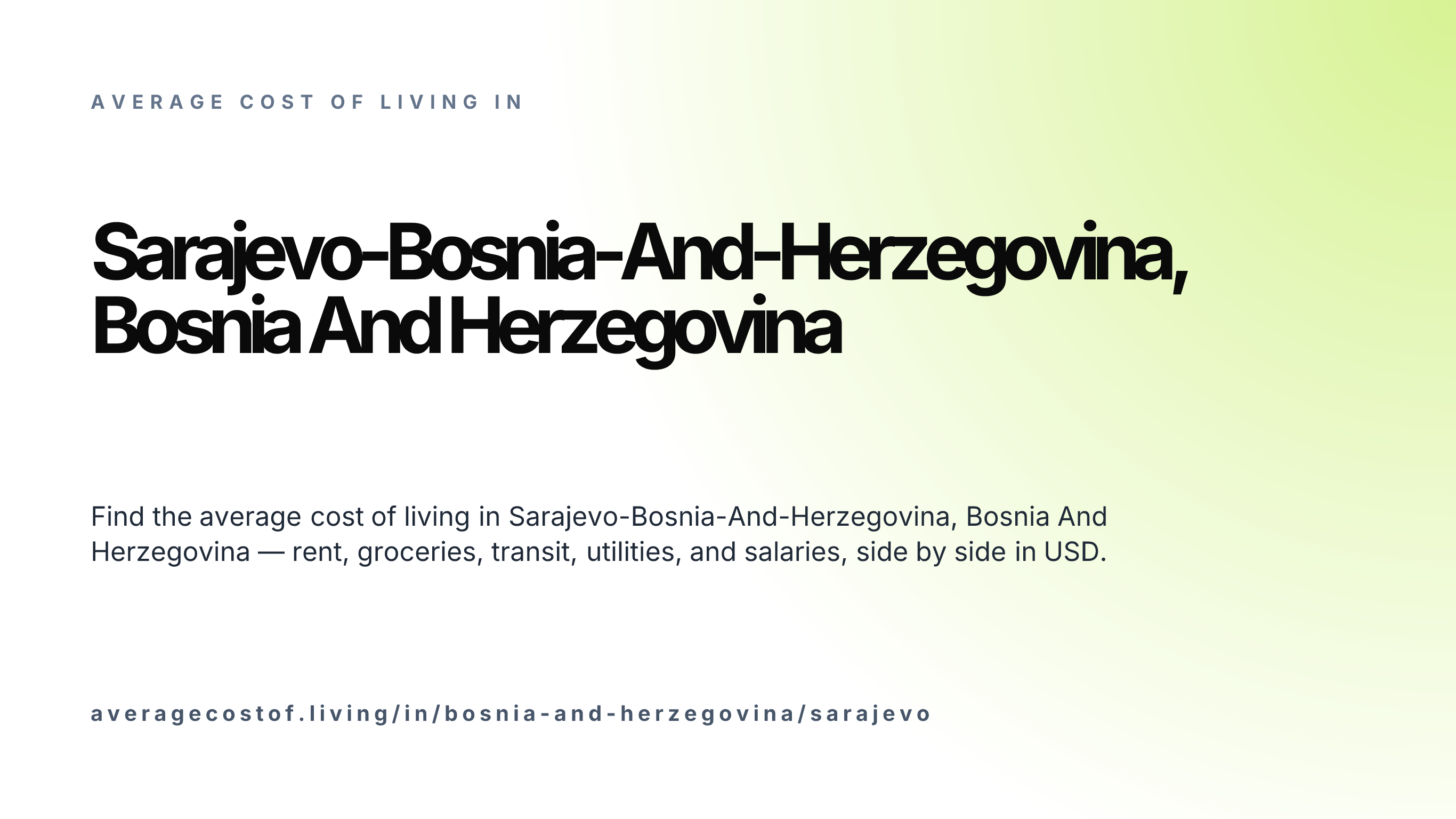 Cost of living in Sarajevo-Bosnia-And-Herzegovina, Bosnia And Herzegovina — monthly rent, food, transport, utilities, and salary breakdown in USD.