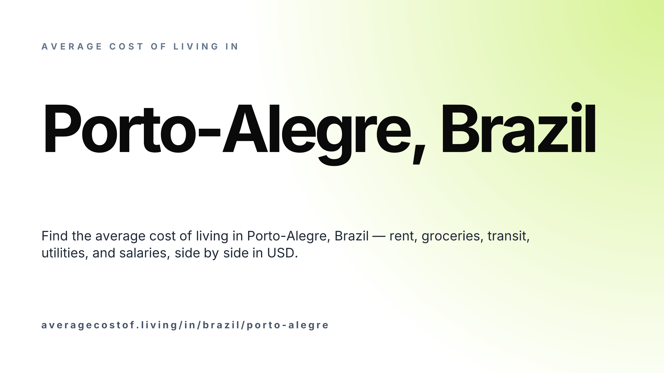 Cost of living in Porto-Alegre, Brazil — monthly rent, food, transport, utilities, and salary breakdown in USD.