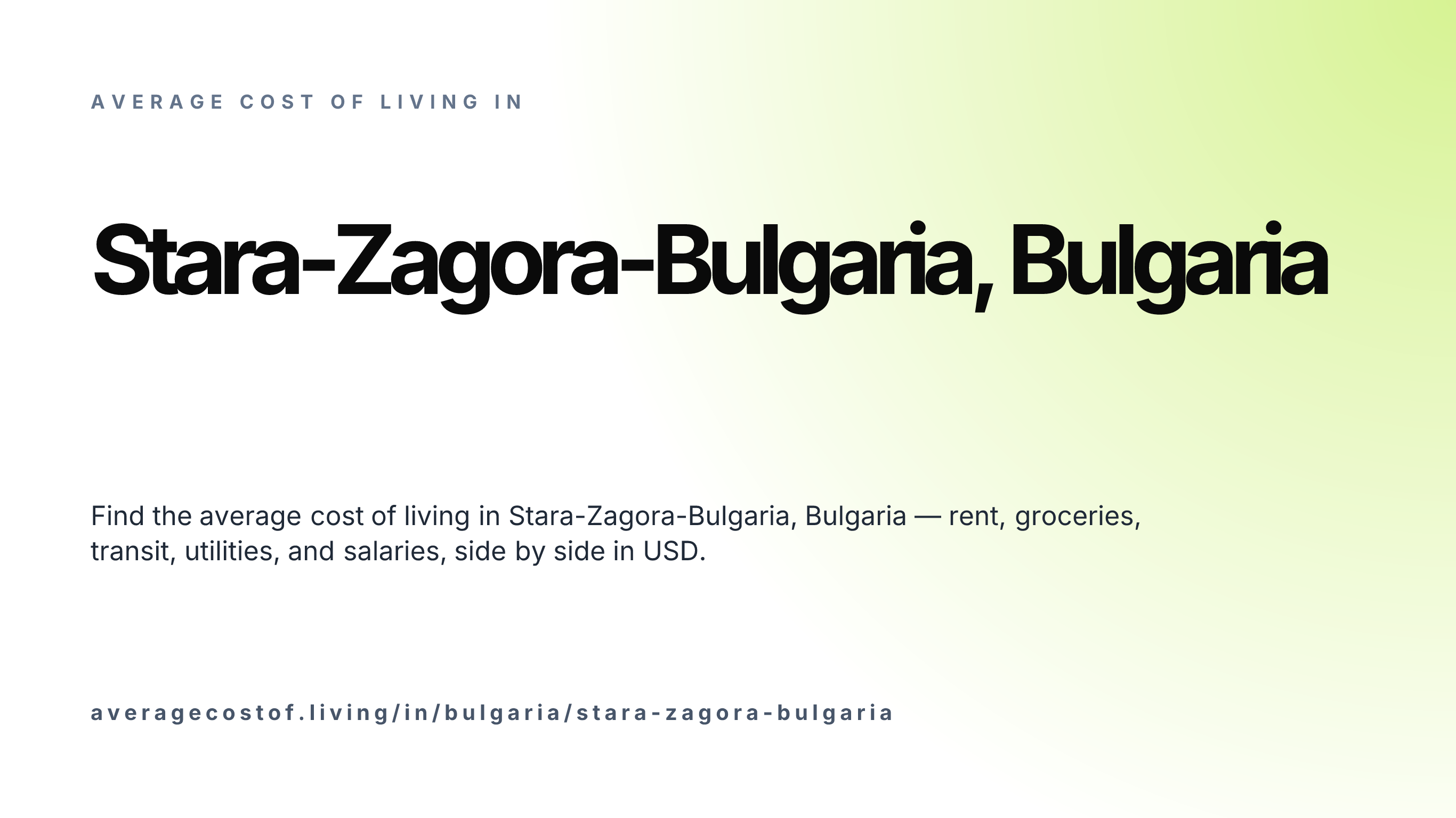 Cost of living in Stara-Zagora-Bulgaria, Bulgaria — monthly rent, food, transport, utilities, and salary breakdown in USD.