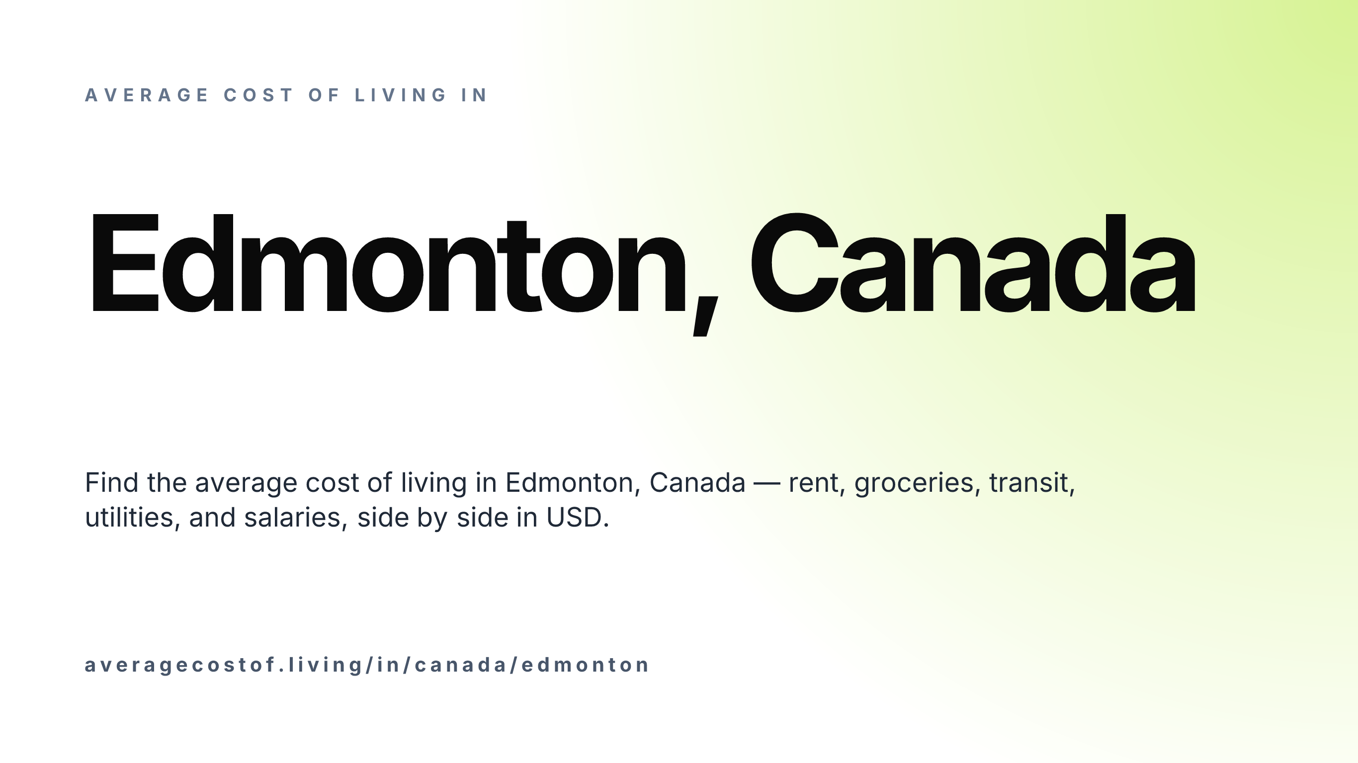 Cost of living in Edmonton, Canada — monthly rent, food, transport, utilities, and salary breakdown in USD.