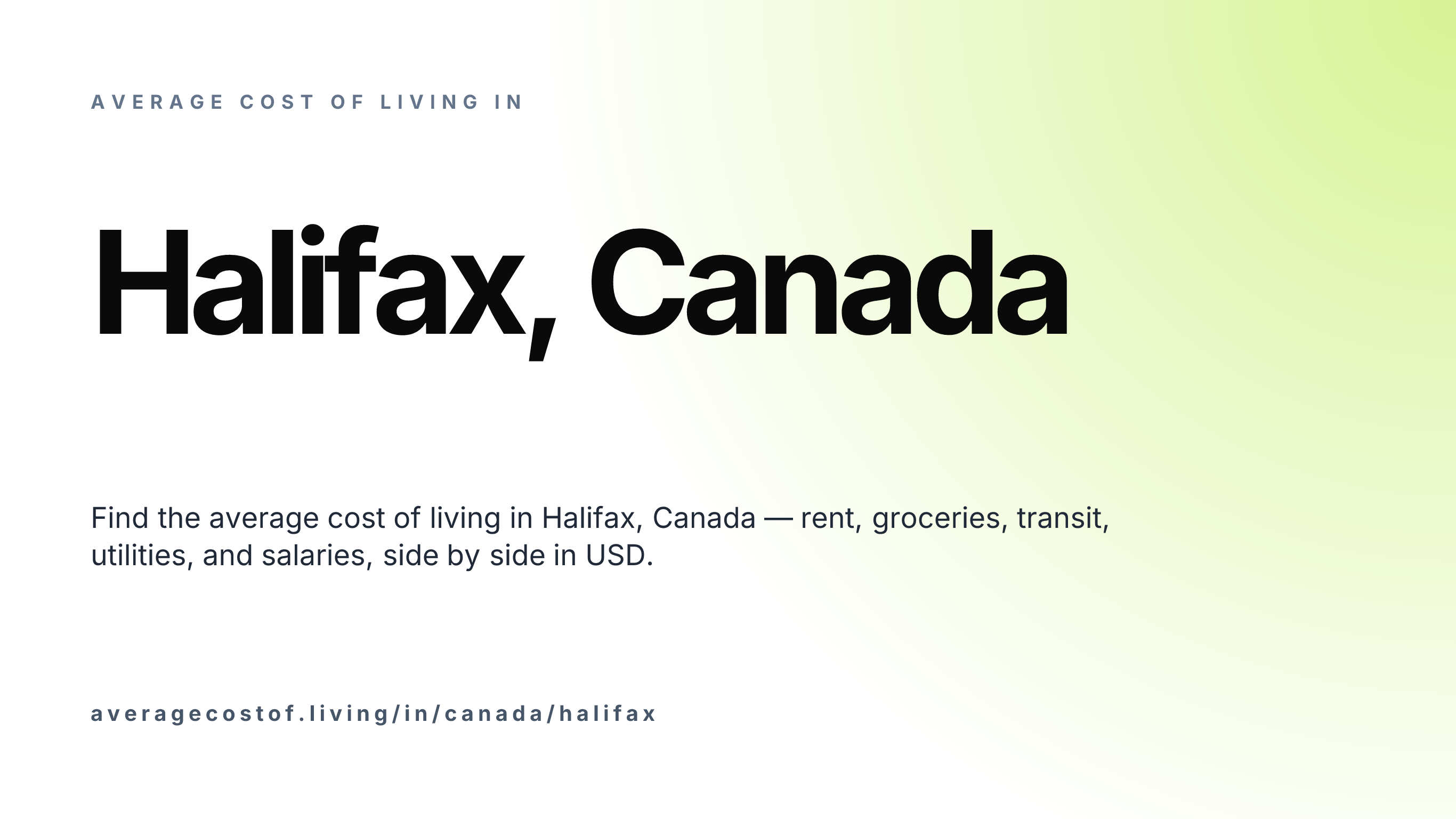 Cost of living in Halifax, Canada — monthly rent, food, transport, utilities, and salary breakdown in USD.