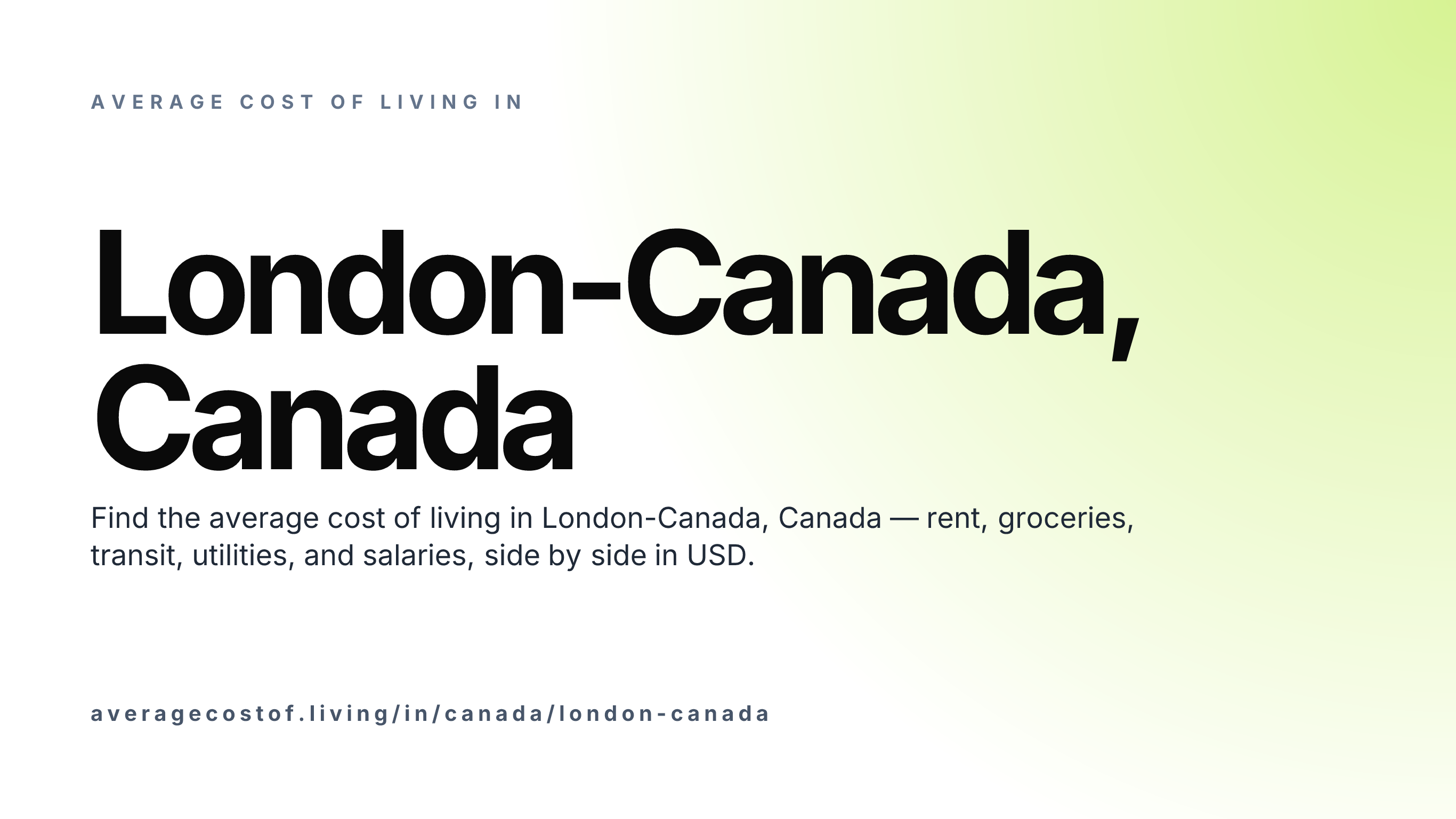 Cost of living in London-Canada, Canada — monthly rent, food, transport, utilities, and salary breakdown in USD.