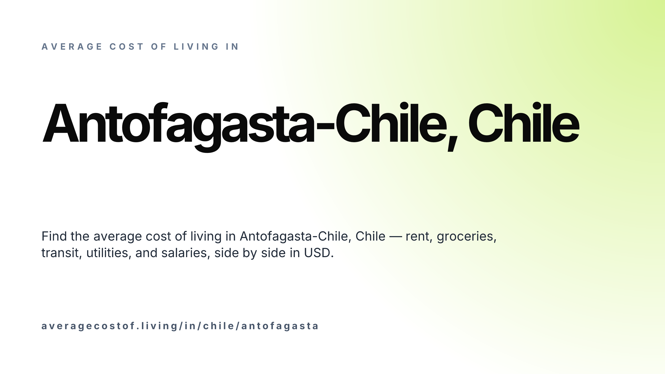 Cost of living in Antofagasta-Chile, Chile — monthly rent, food, transport, utilities, and salary breakdown in USD.