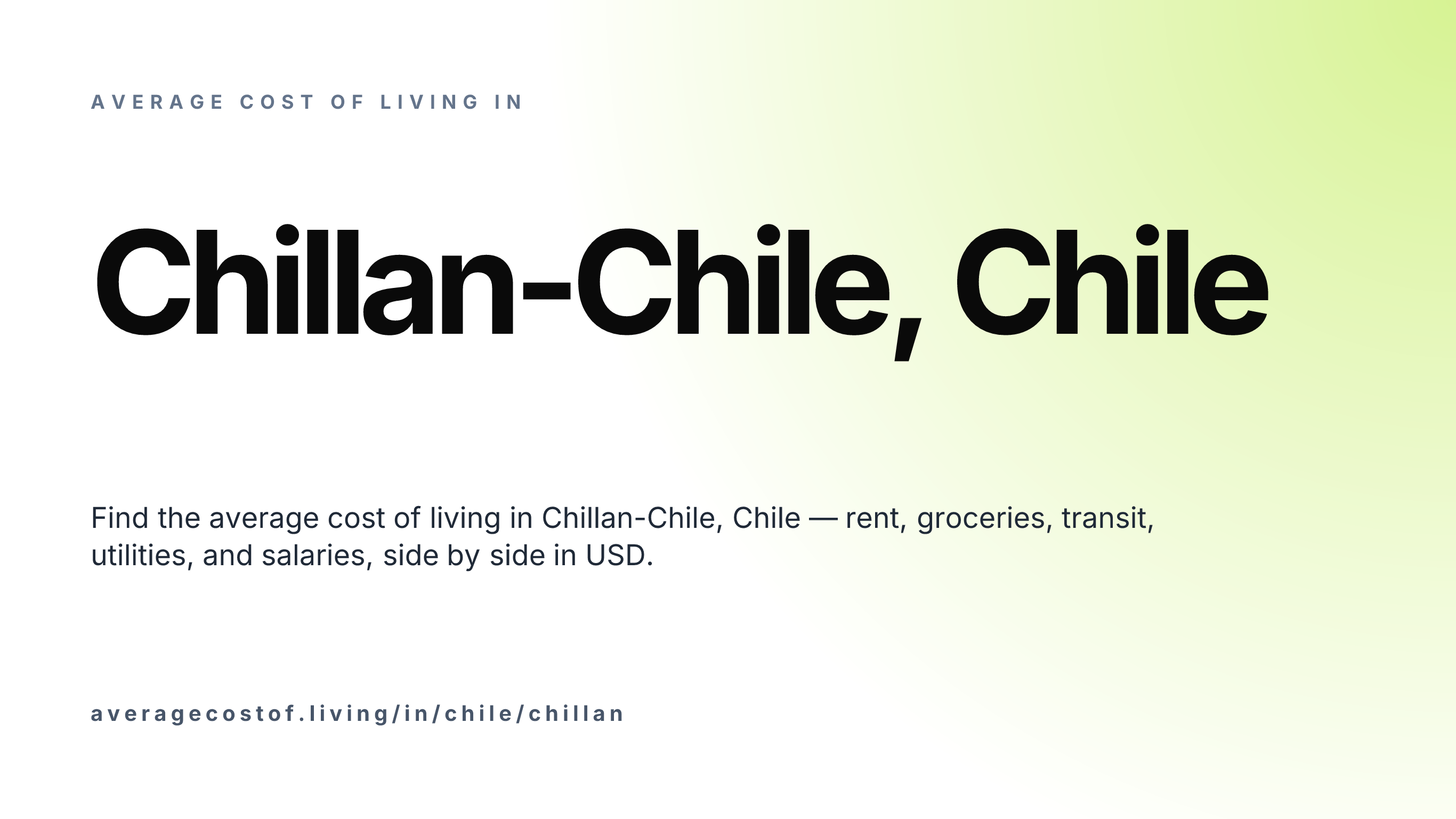 Cost of living in Chillan-Chile, Chile — monthly rent, food, transport, utilities, and salary breakdown in USD.