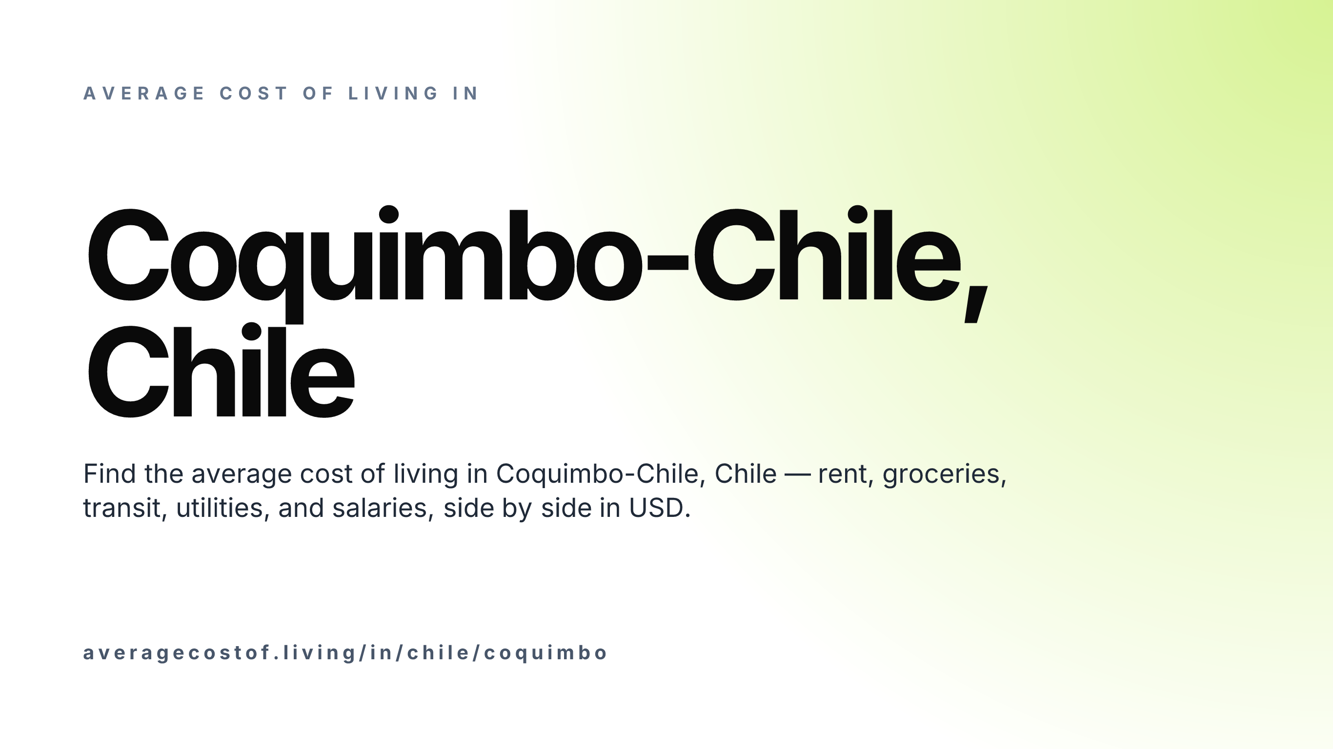 Cost of living in Coquimbo-Chile, Chile — monthly rent, food, transport, utilities, and salary breakdown in USD.