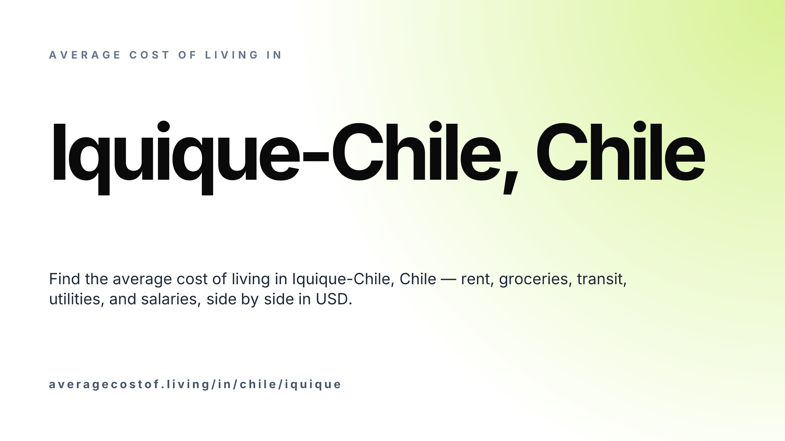 Cost of living in Iquique-Chile, Chile — monthly rent, food, transport, utilities, and salary breakdown in USD.