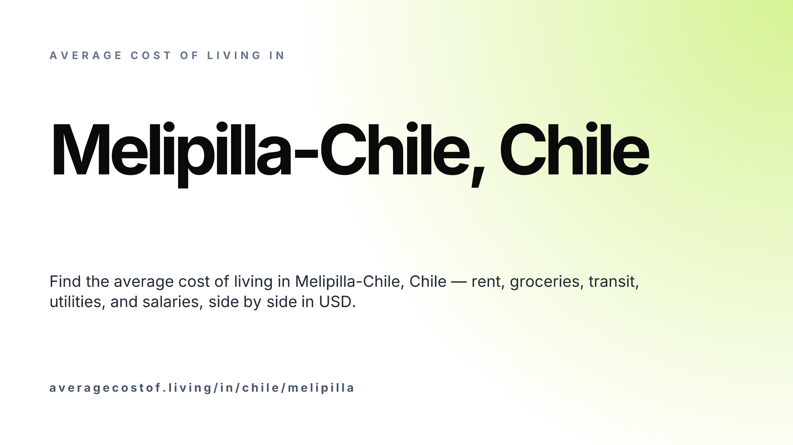 Cost of living in Melipilla-Chile, Chile — monthly rent, food, transport, utilities, and salary breakdown in USD.
