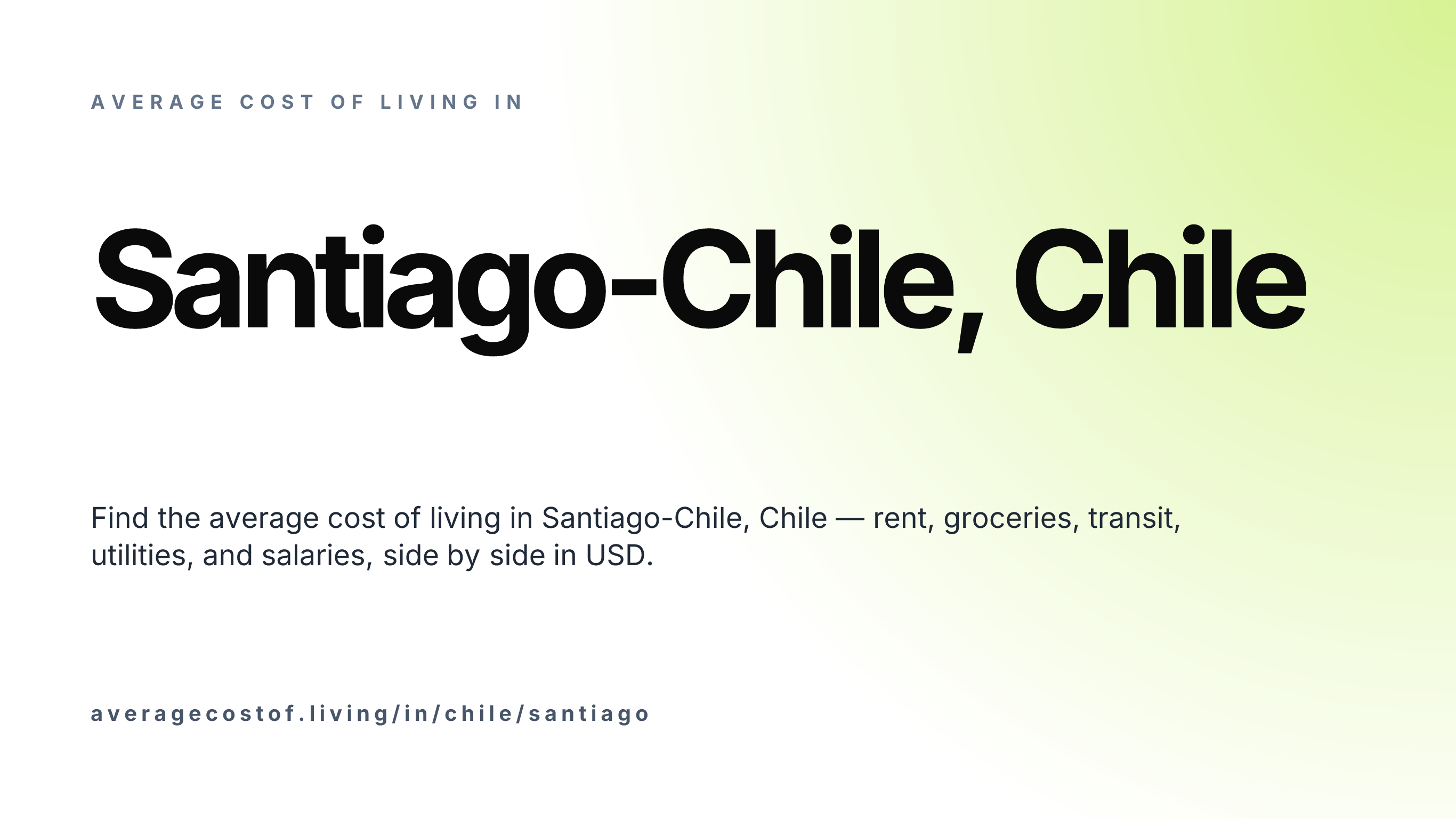 Cost of living in Santiago-Chile, Chile — monthly rent, food, transport, utilities, and salary breakdown in USD.