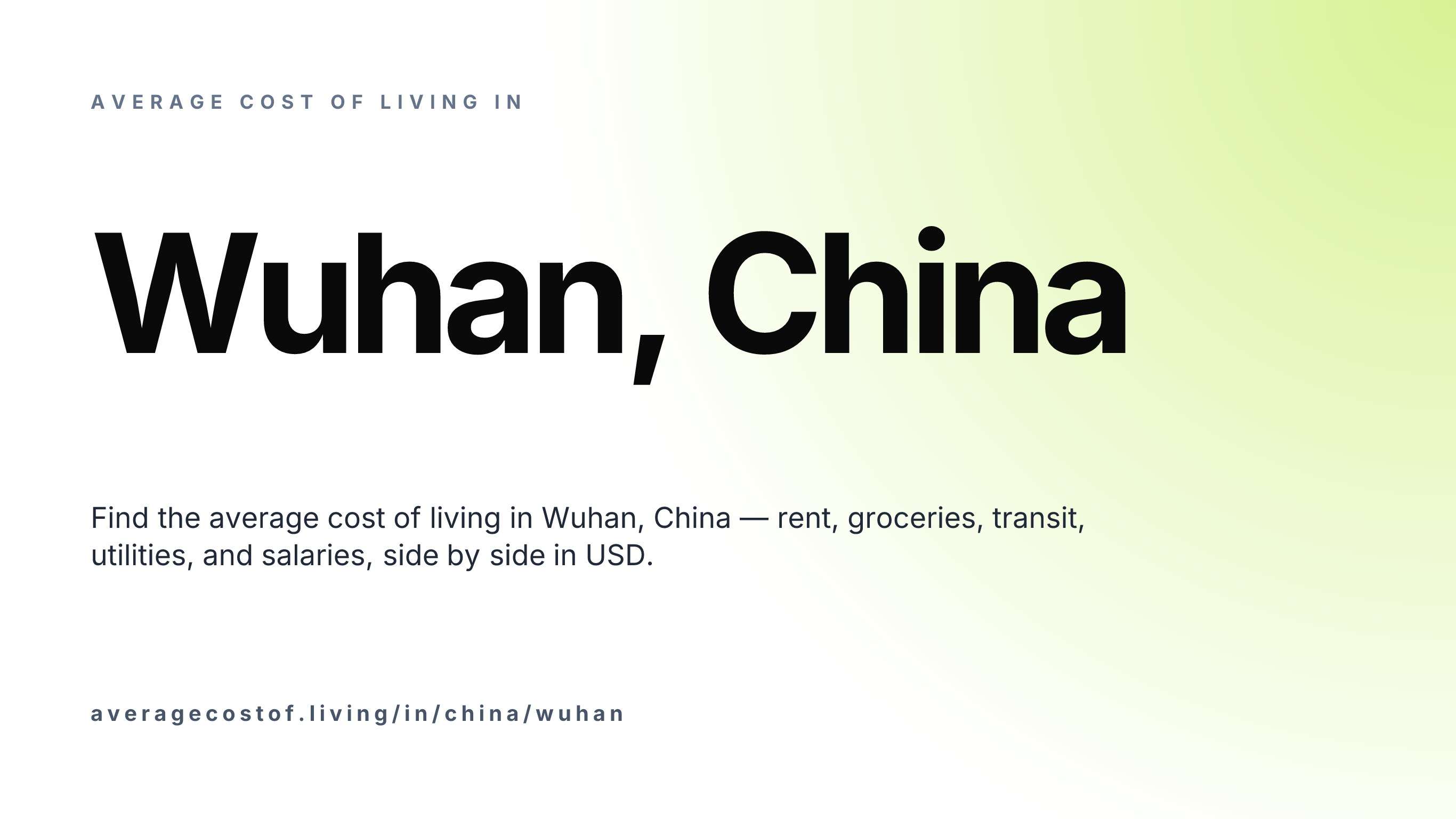 Cost of living in Wuhan, China — monthly rent, food, transport, utilities, and salary breakdown in USD.