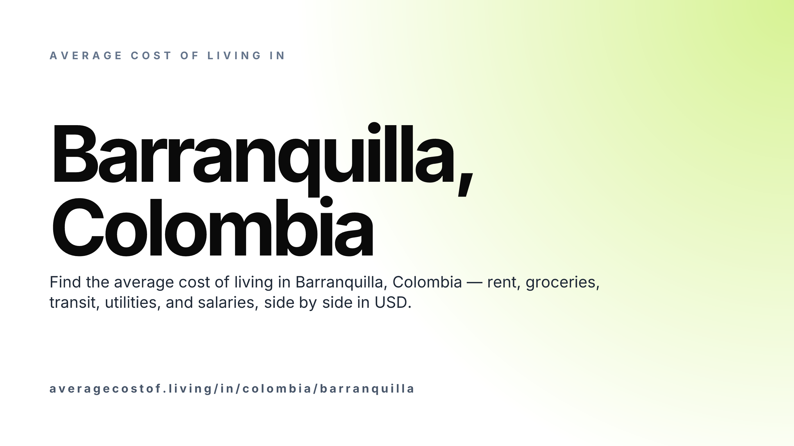 Cost of living in Barranquilla, Colombia — monthly rent, food, transport, utilities, and salary breakdown in USD.