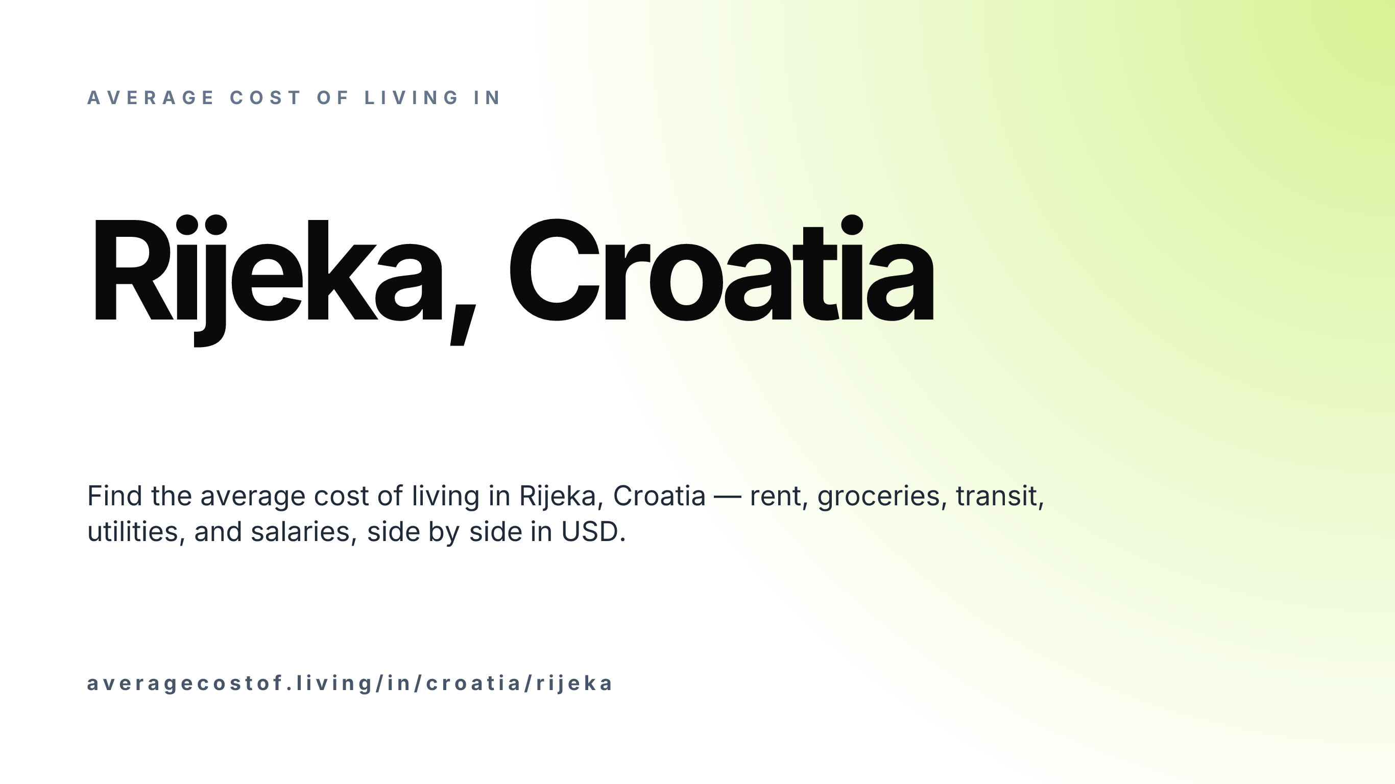 Cost of living in Rijeka, Croatia — monthly rent, food, transport, utilities, and salary breakdown in USD.