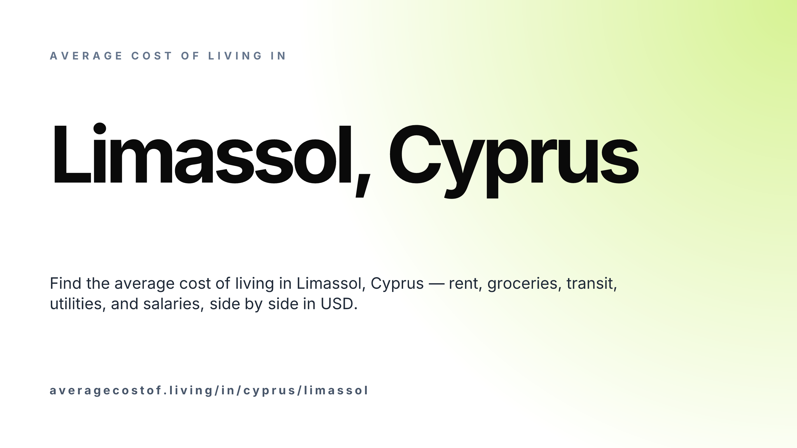 Cost of living in Limassol, Cyprus — monthly rent, food, transport, utilities, and salary breakdown in USD.