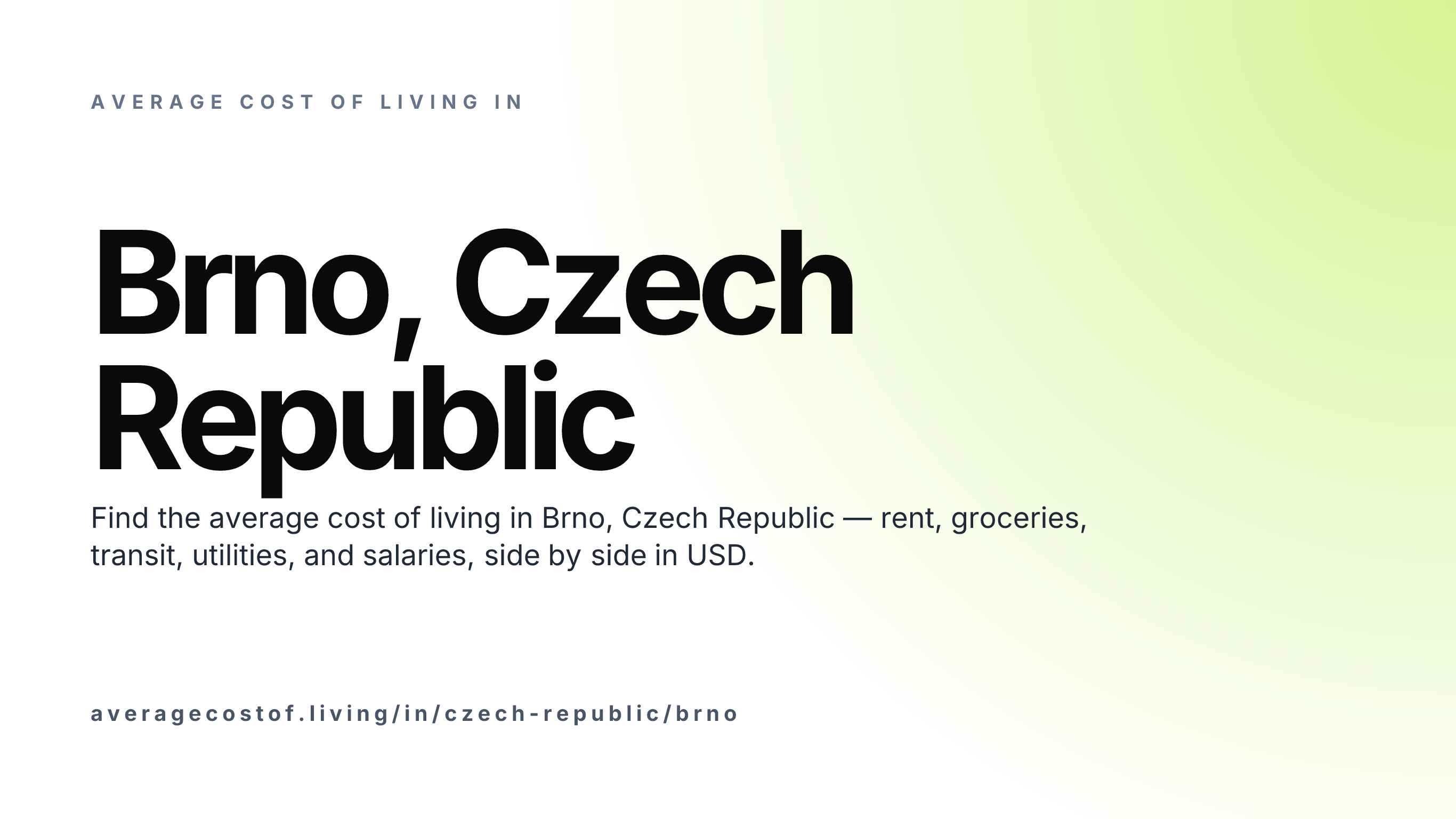 Cost of living in Brno, Czech Republic — monthly rent, food, transport, utilities, and salary breakdown in USD.