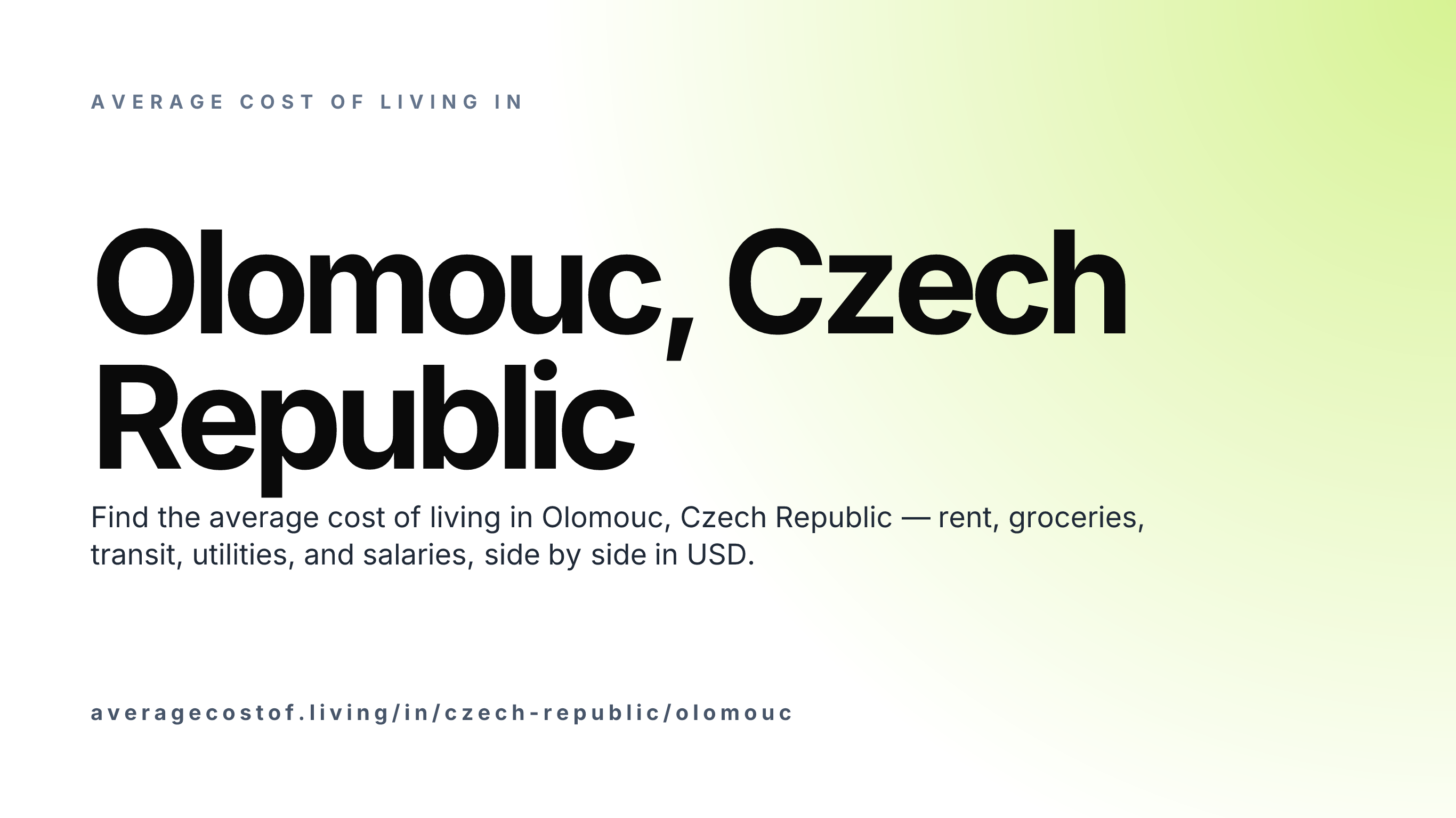 Cost of living in Olomouc, Czech Republic — monthly rent, food, transport, utilities, and salary breakdown in USD.