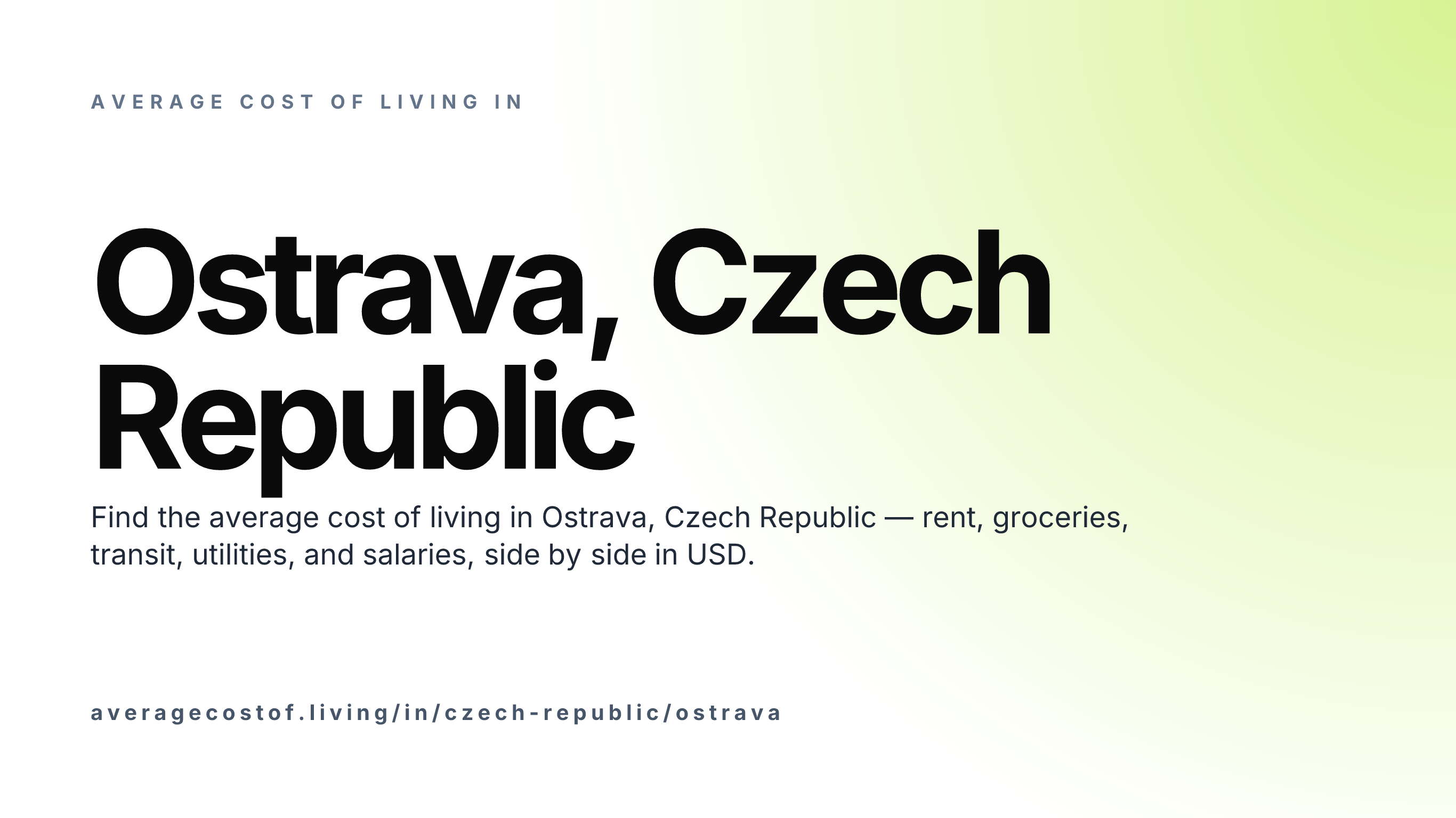 Cost of living in Ostrava, Czech Republic — monthly rent, food, transport, utilities, and salary breakdown in USD.