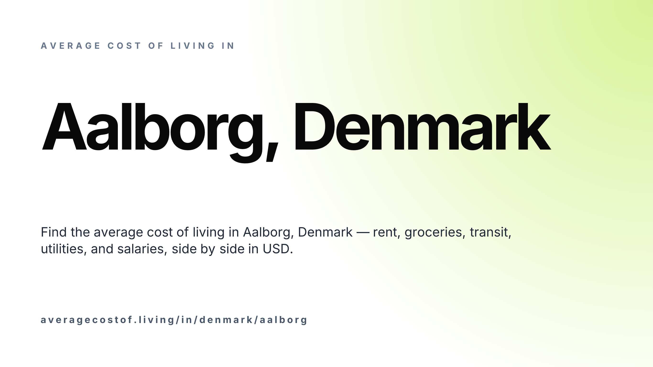 Cost of living in Aalborg, Denmark — monthly rent, food, transport, utilities, and salary breakdown in USD.