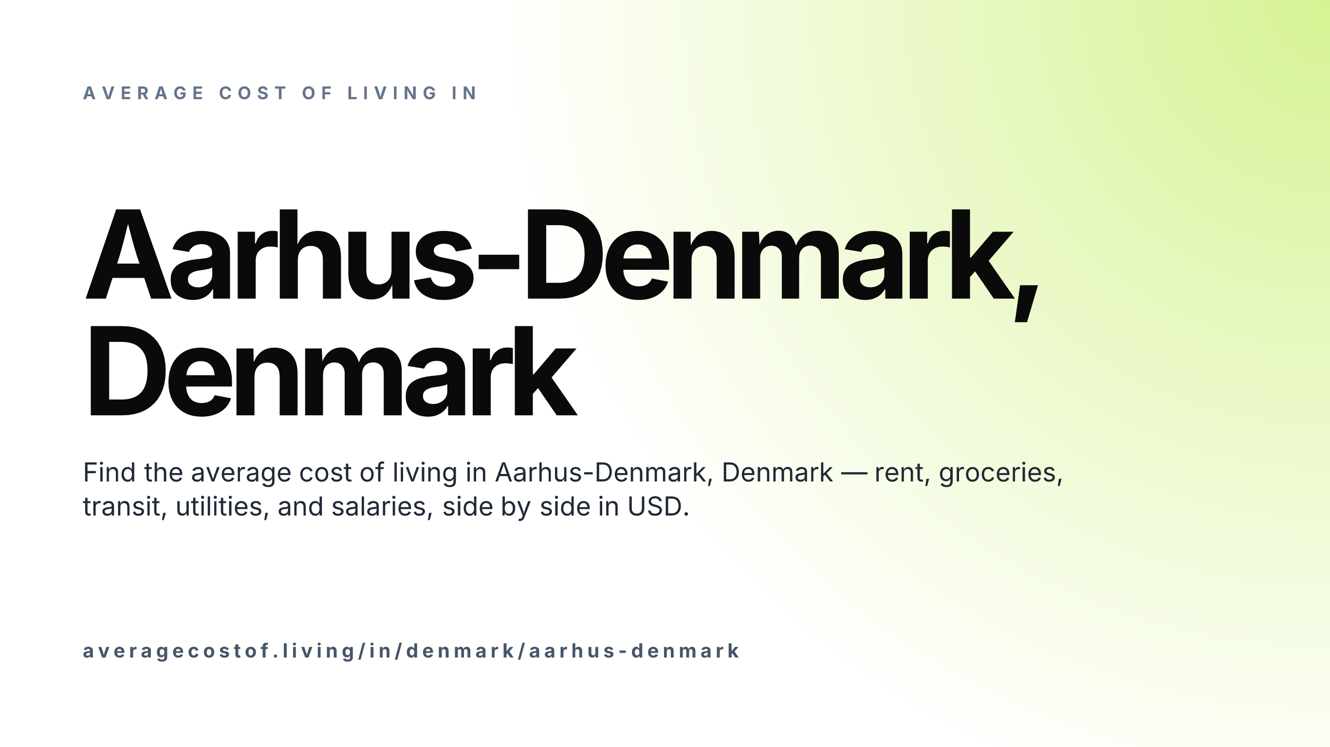 Cost of living in Aarhus-Denmark, Denmark — monthly rent, food, transport, utilities, and salary breakdown in USD.