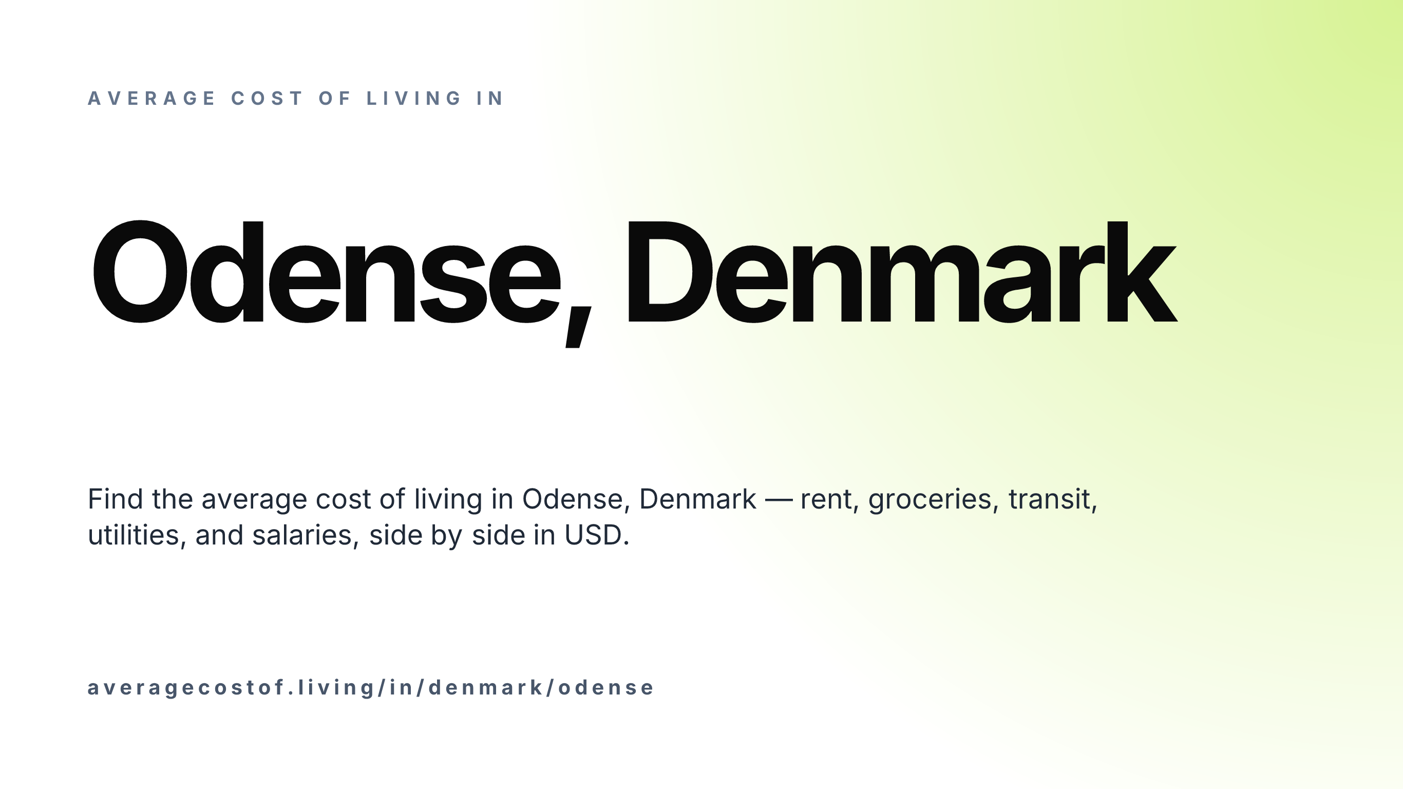 Cost of living in Odense, Denmark — monthly rent, food, transport, utilities, and salary breakdown in USD.