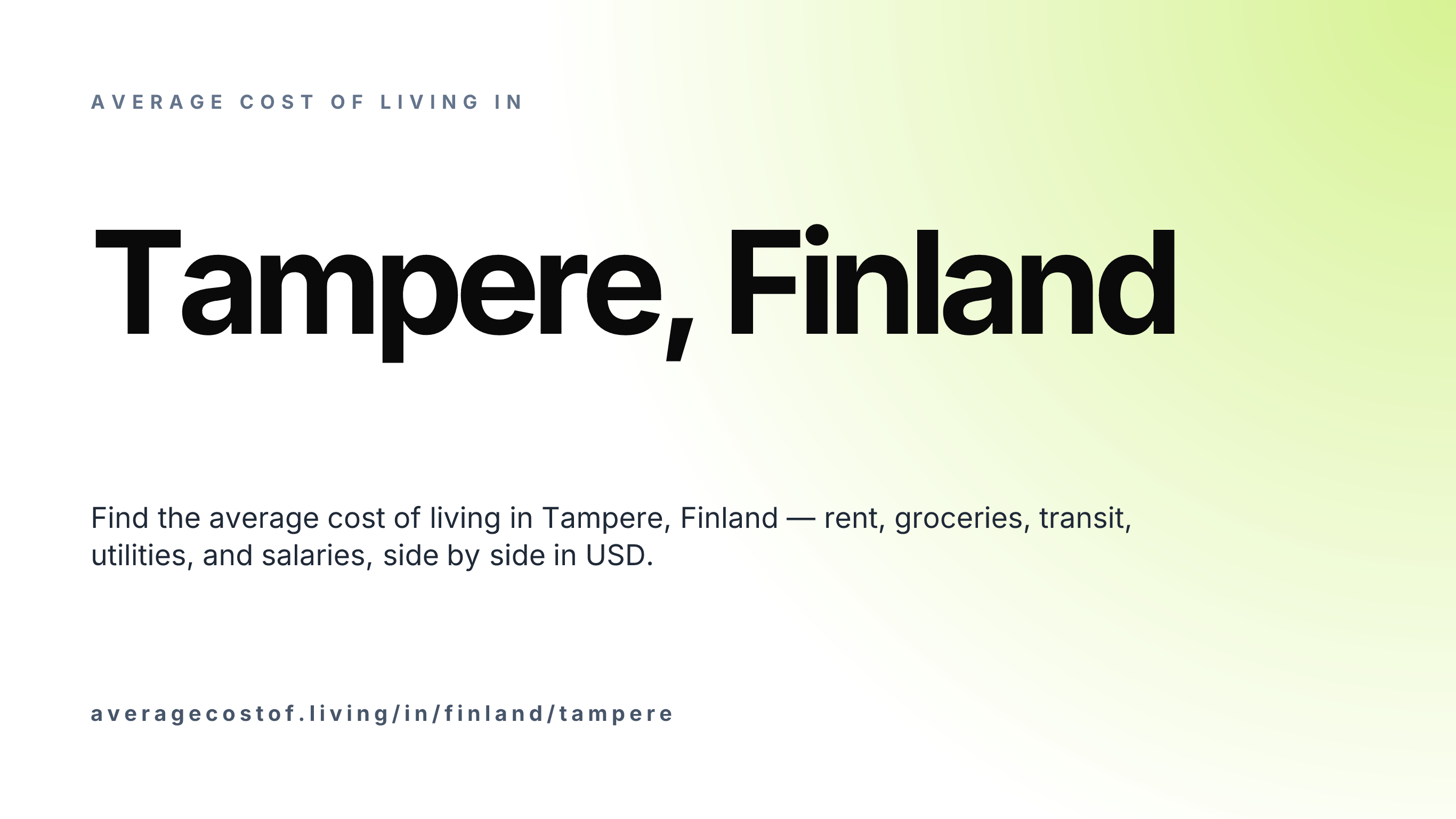 Cost of living in Tampere, Finland — monthly rent, food, transport, utilities, and salary breakdown in USD.