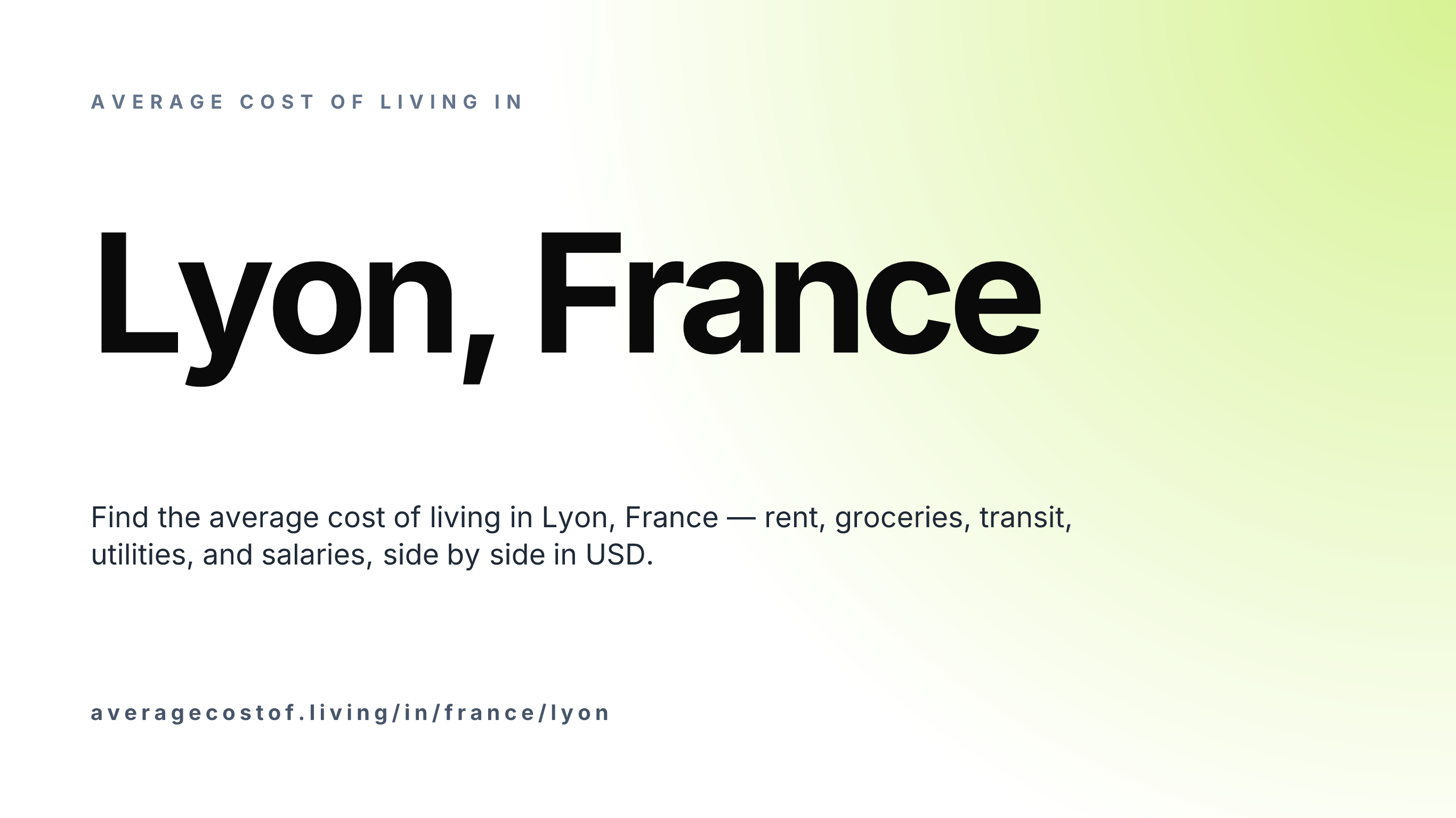 Cost of living in Lyon, France — monthly rent, food, transport, utilities, and salary breakdown in USD.