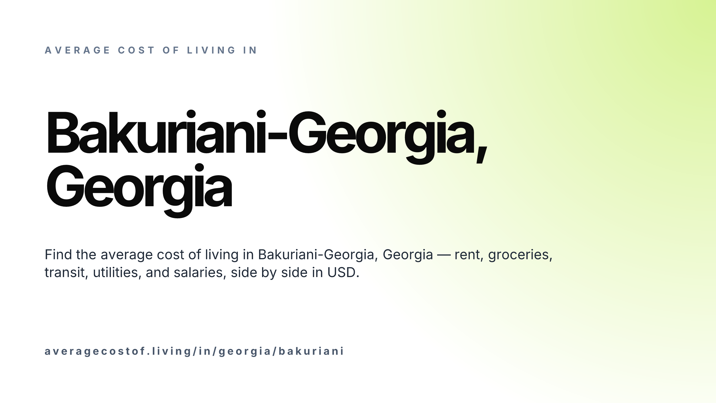 Cost of living in Bakuriani-Georgia, Georgia — monthly rent, food, transport, utilities, and salary breakdown in USD.
