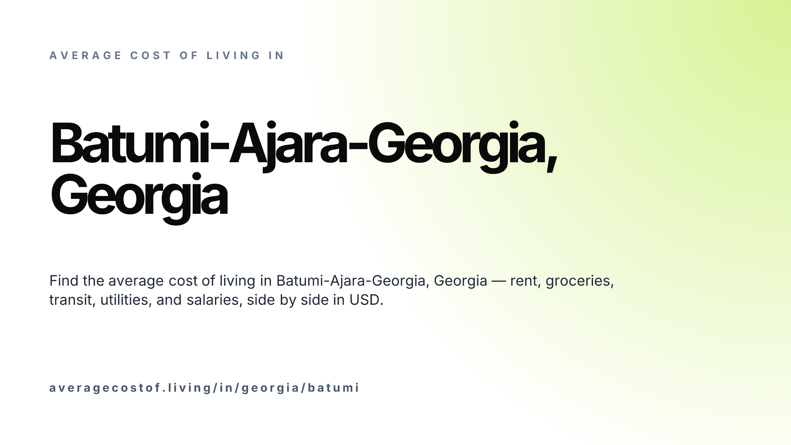 Cost of living in Batumi-Ajara-Georgia, Georgia — monthly rent, food, transport, utilities, and salary breakdown in USD.