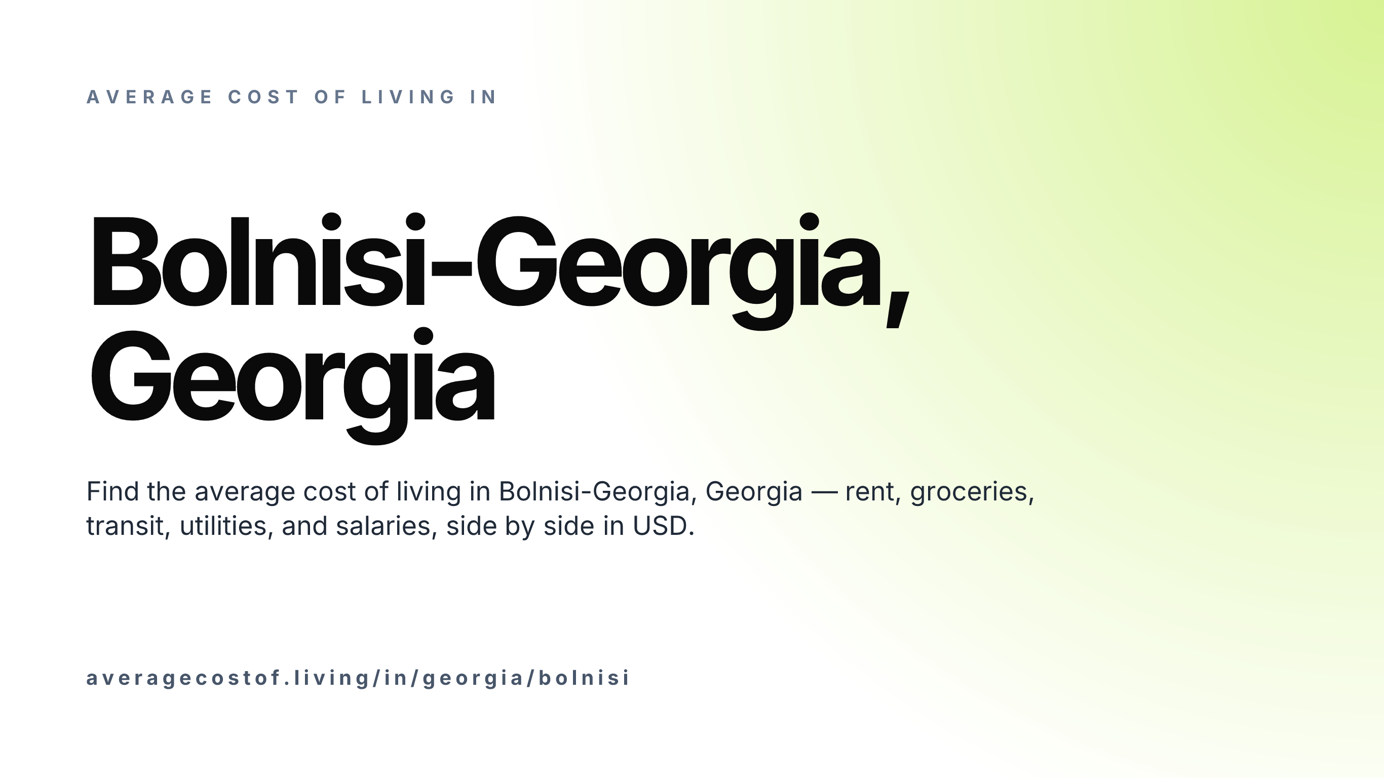 Cost of living in Bolnisi-Georgia, Georgia — monthly rent, food, transport, utilities, and salary breakdown in USD.