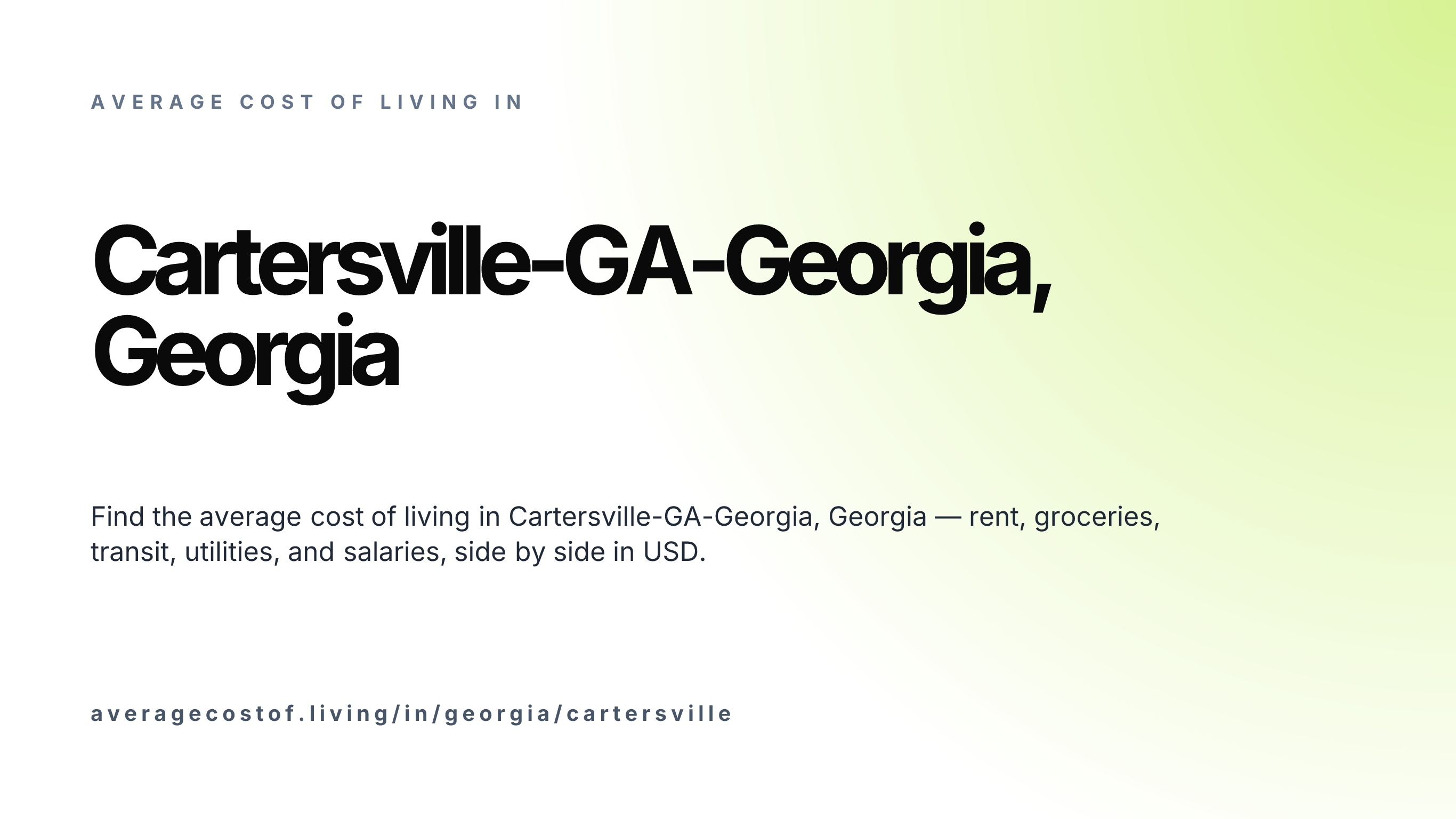 Cost of living in Cartersville-GA-Georgia, Georgia — monthly rent, food, transport, utilities, and salary breakdown in USD.
