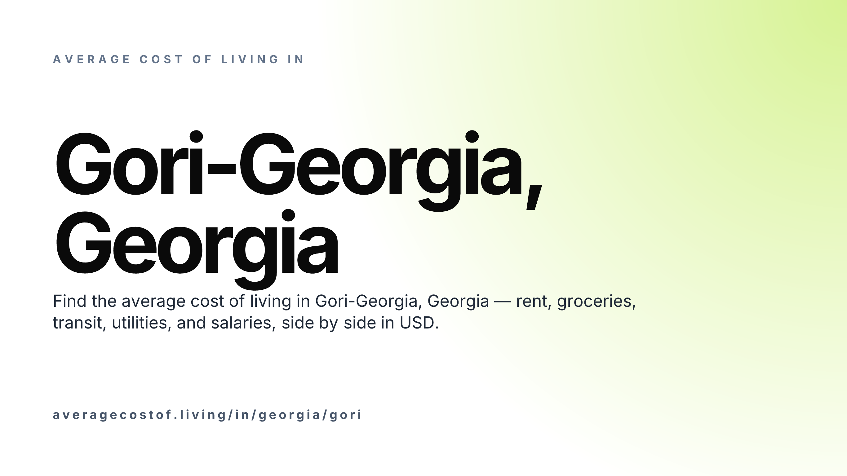 Cost of living in Gori-Georgia, Georgia — monthly rent, food, transport, utilities, and salary breakdown in USD.