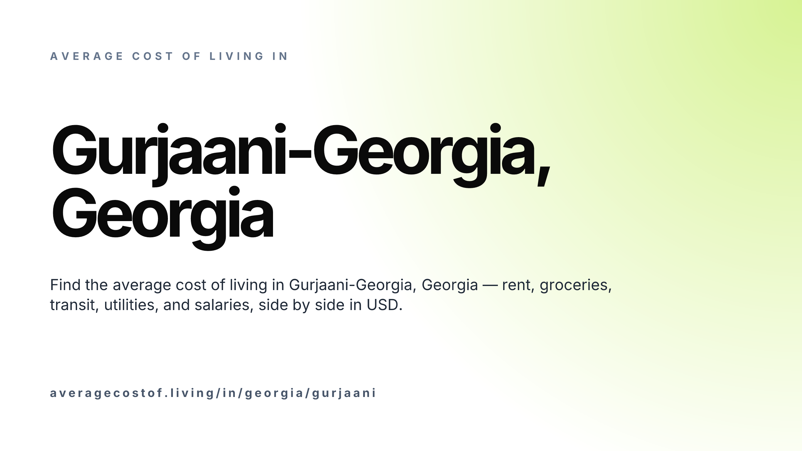 Cost of living in Gurjaani-Georgia, Georgia — monthly rent, food, transport, utilities, and salary breakdown in USD.