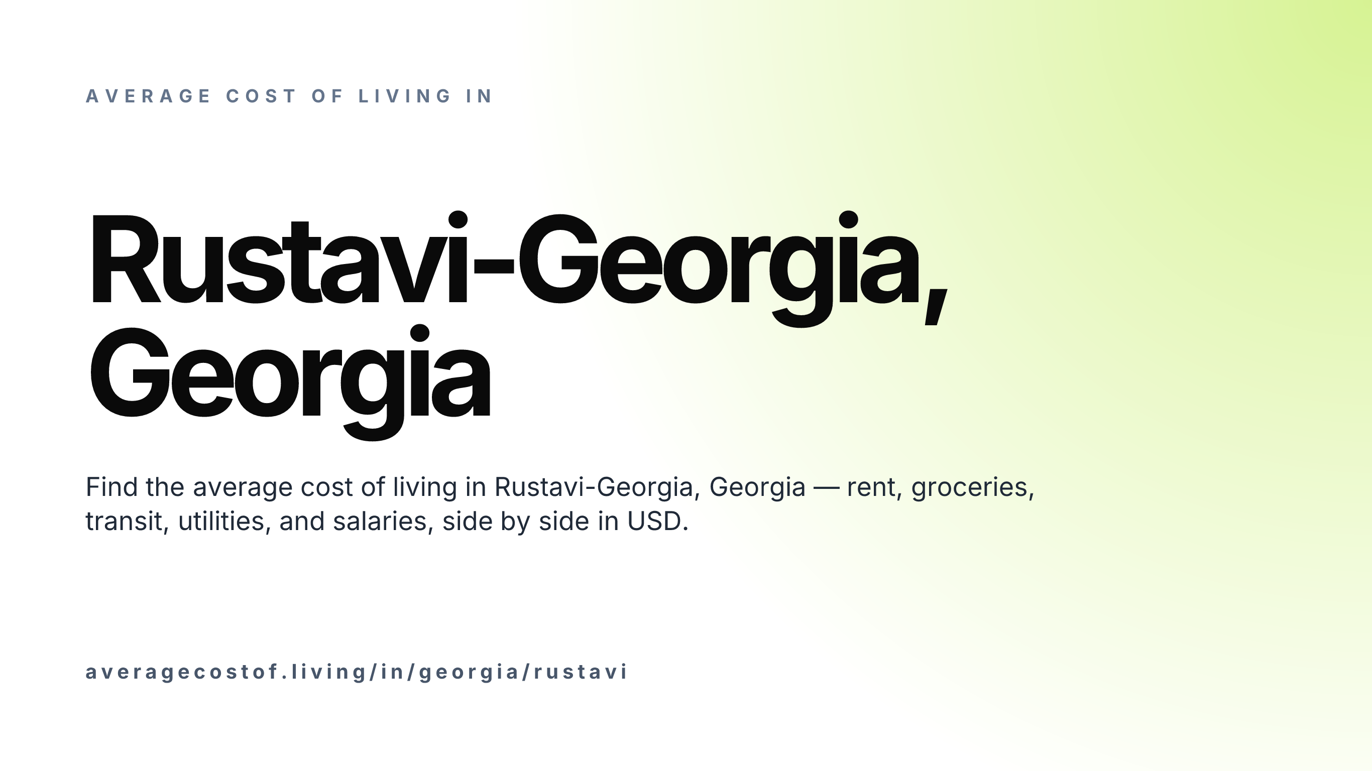Cost of living in Rustavi-Georgia, Georgia — monthly rent, food, transport, utilities, and salary breakdown in USD.