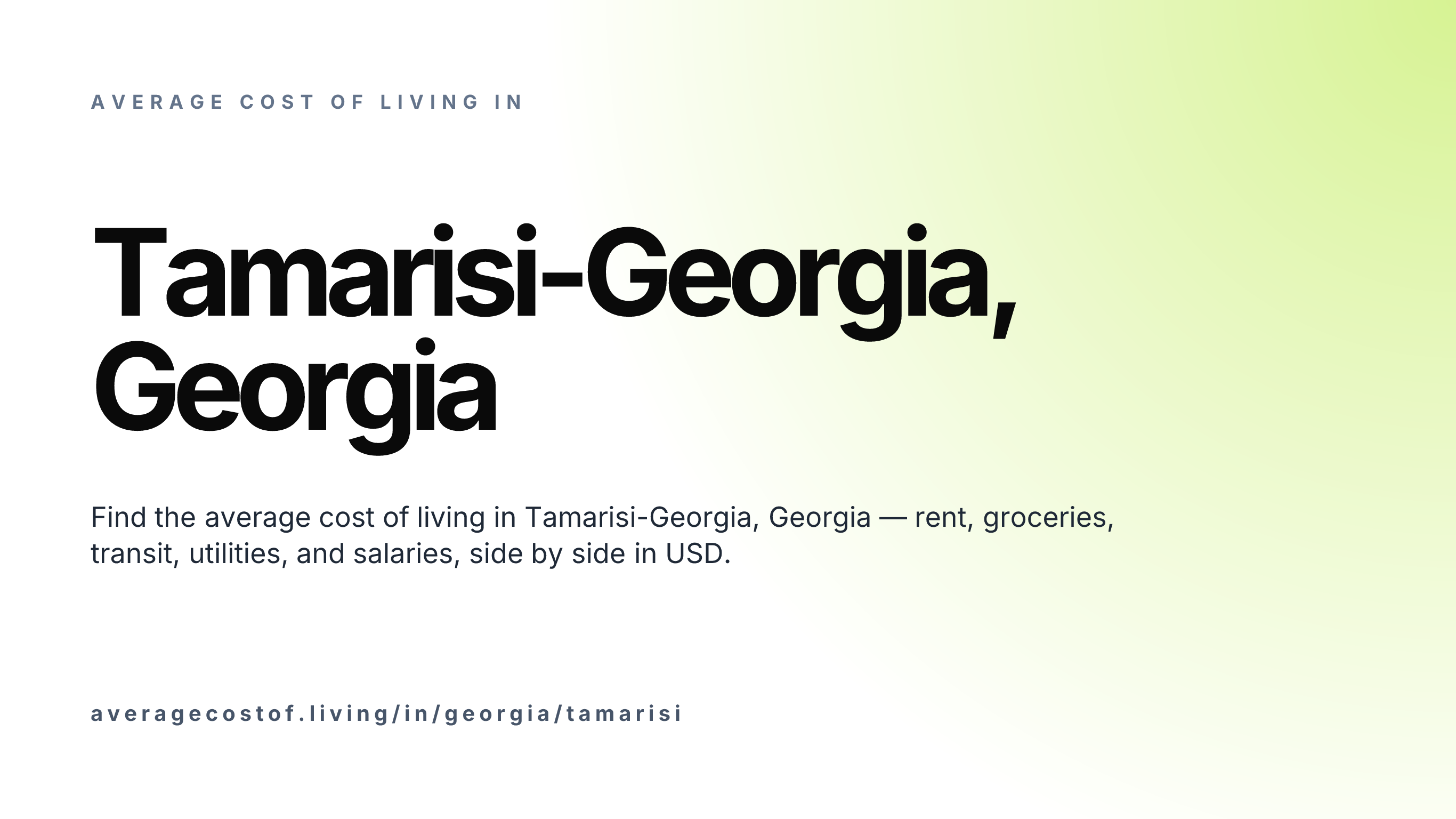 Cost of living in Tamarisi-Georgia, Georgia — monthly rent, food, transport, utilities, and salary breakdown in USD.