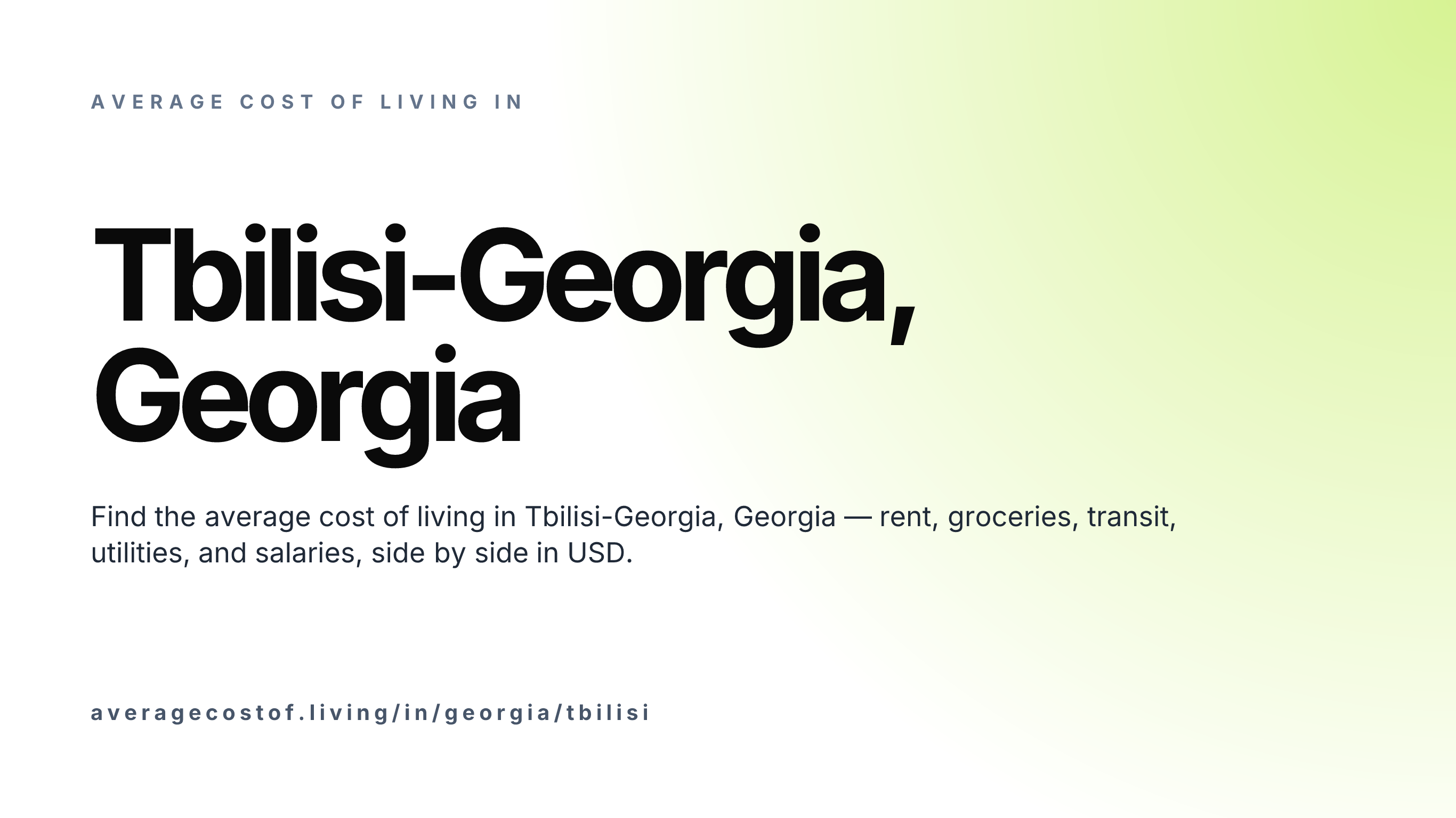 Cost of living in Tbilisi-Georgia, Georgia — monthly rent, food, transport, utilities, and salary breakdown in USD.