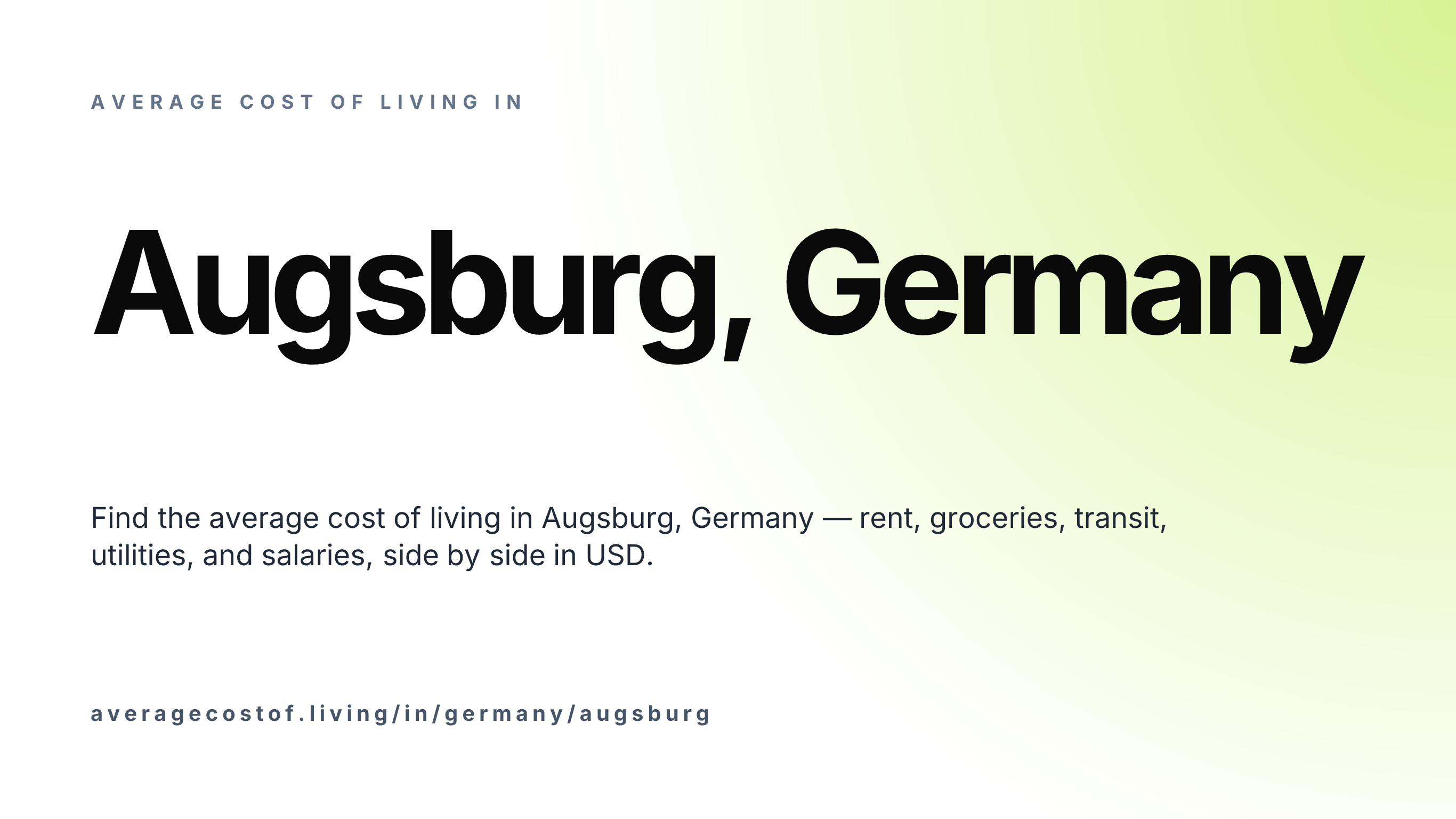 Cost of living in Augsburg, Germany — monthly rent, food, transport, utilities, and salary breakdown in USD.
