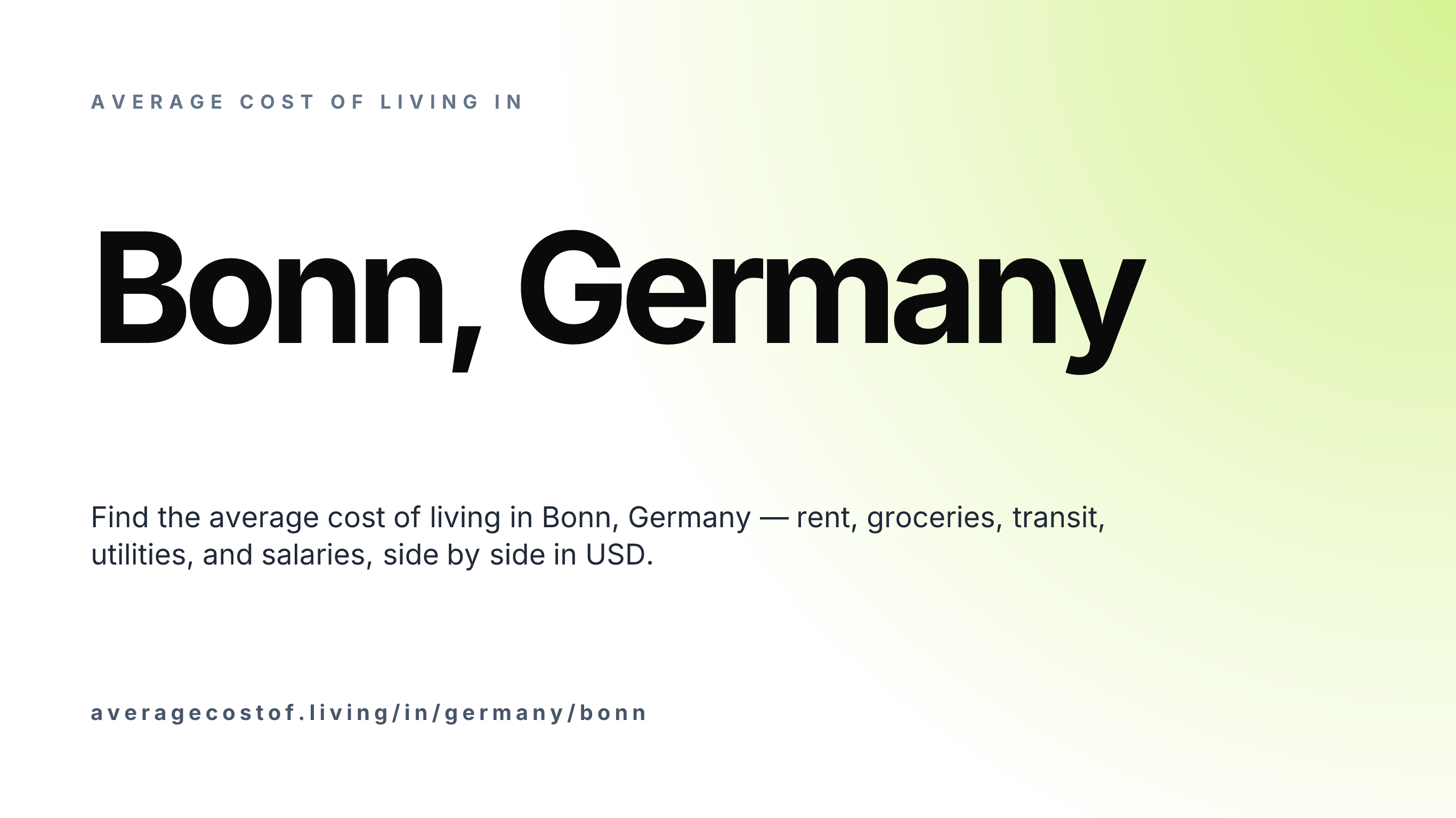 Cost of living in Bonn, Germany — monthly rent, food, transport, utilities, and salary breakdown in USD.