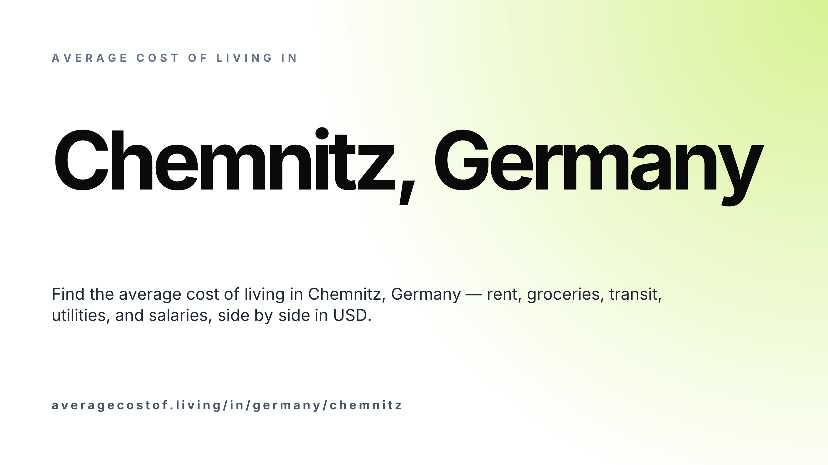 Cost of living in Chemnitz, Germany — monthly rent, food, transport, utilities, and salary breakdown in USD.
