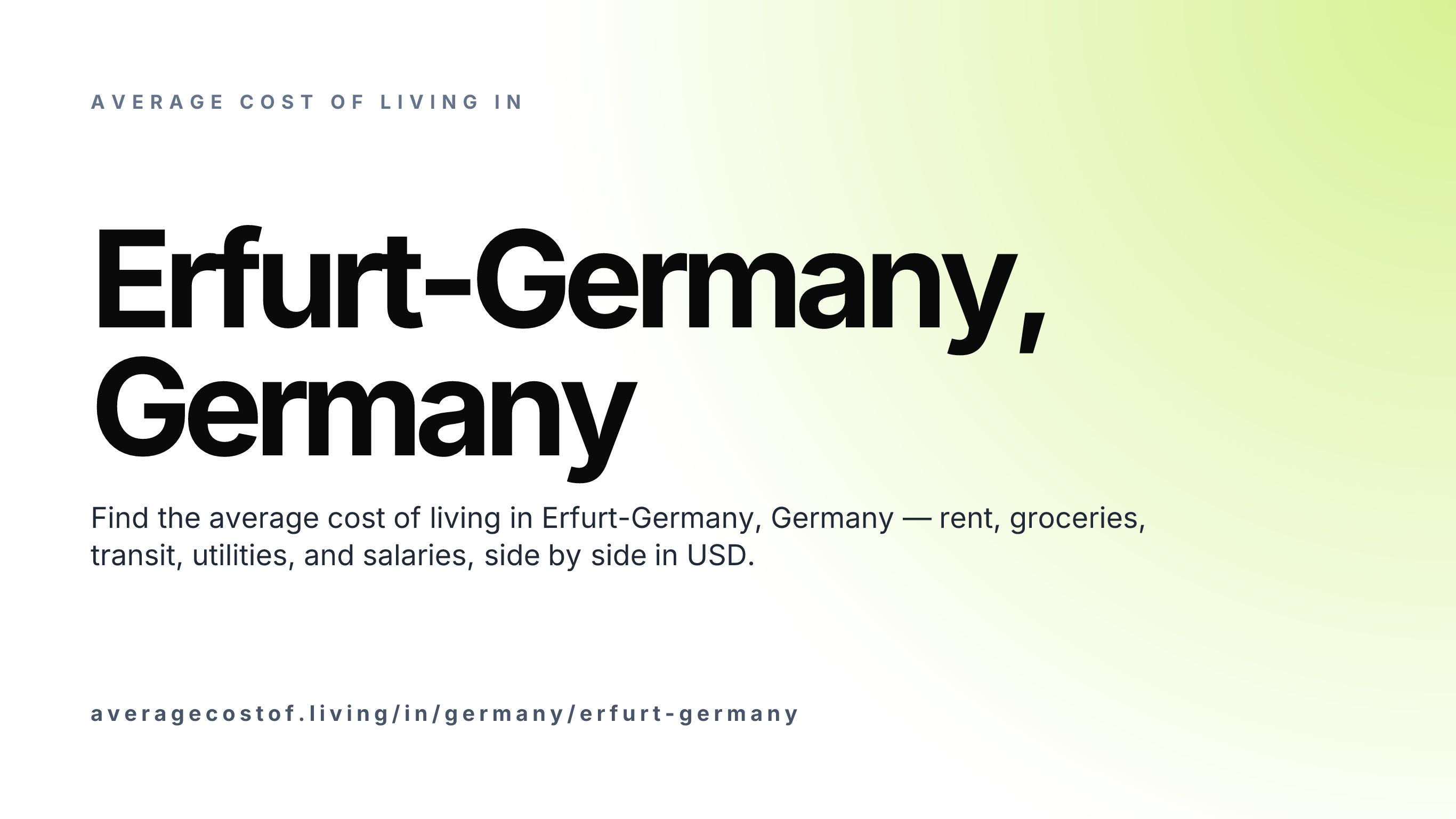 Cost of living in Erfurt-Germany, Germany — monthly rent, food, transport, utilities, and salary breakdown in USD.