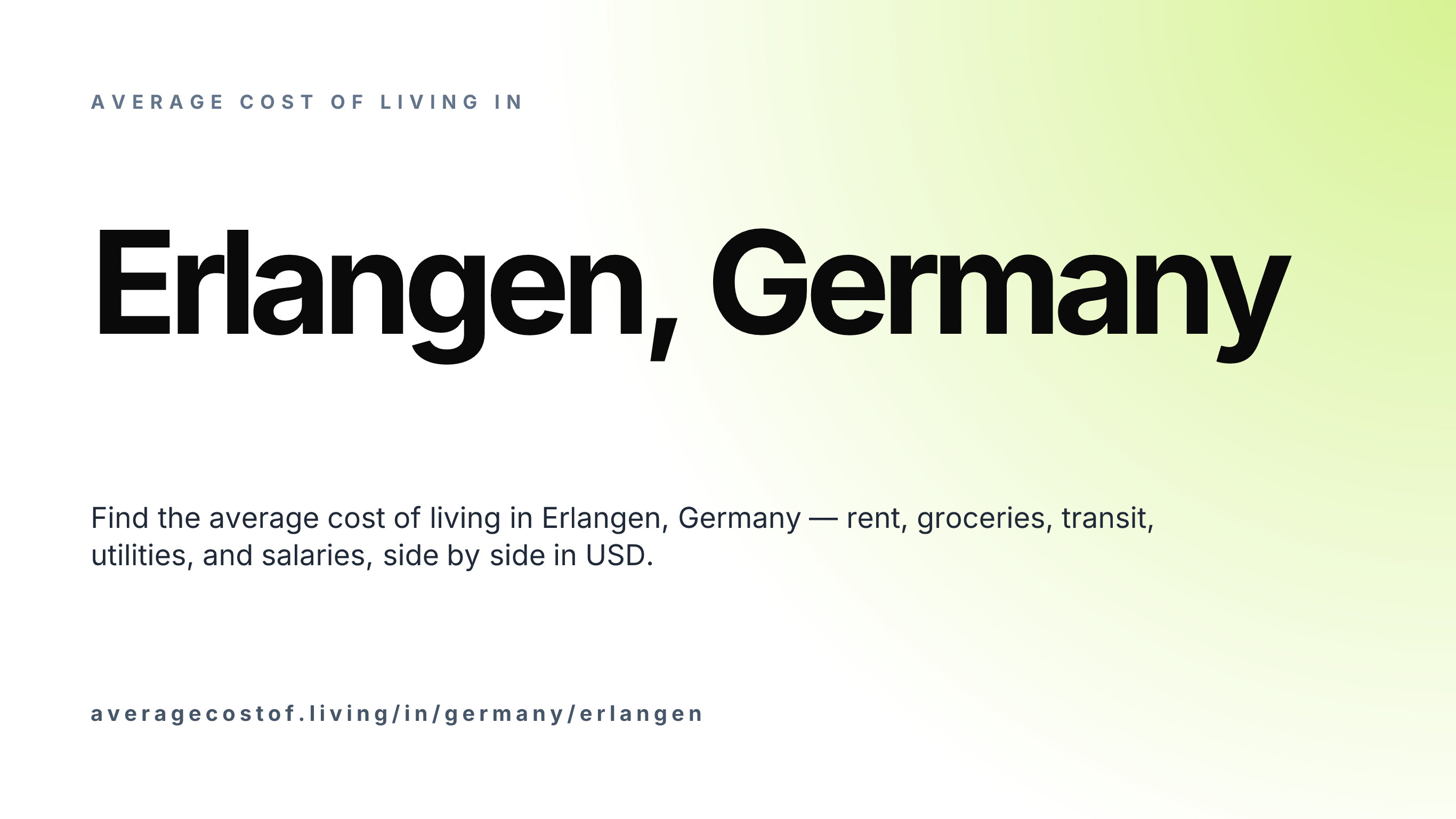 Cost of living in Erlangen, Germany — monthly rent, food, transport, utilities, and salary breakdown in USD.