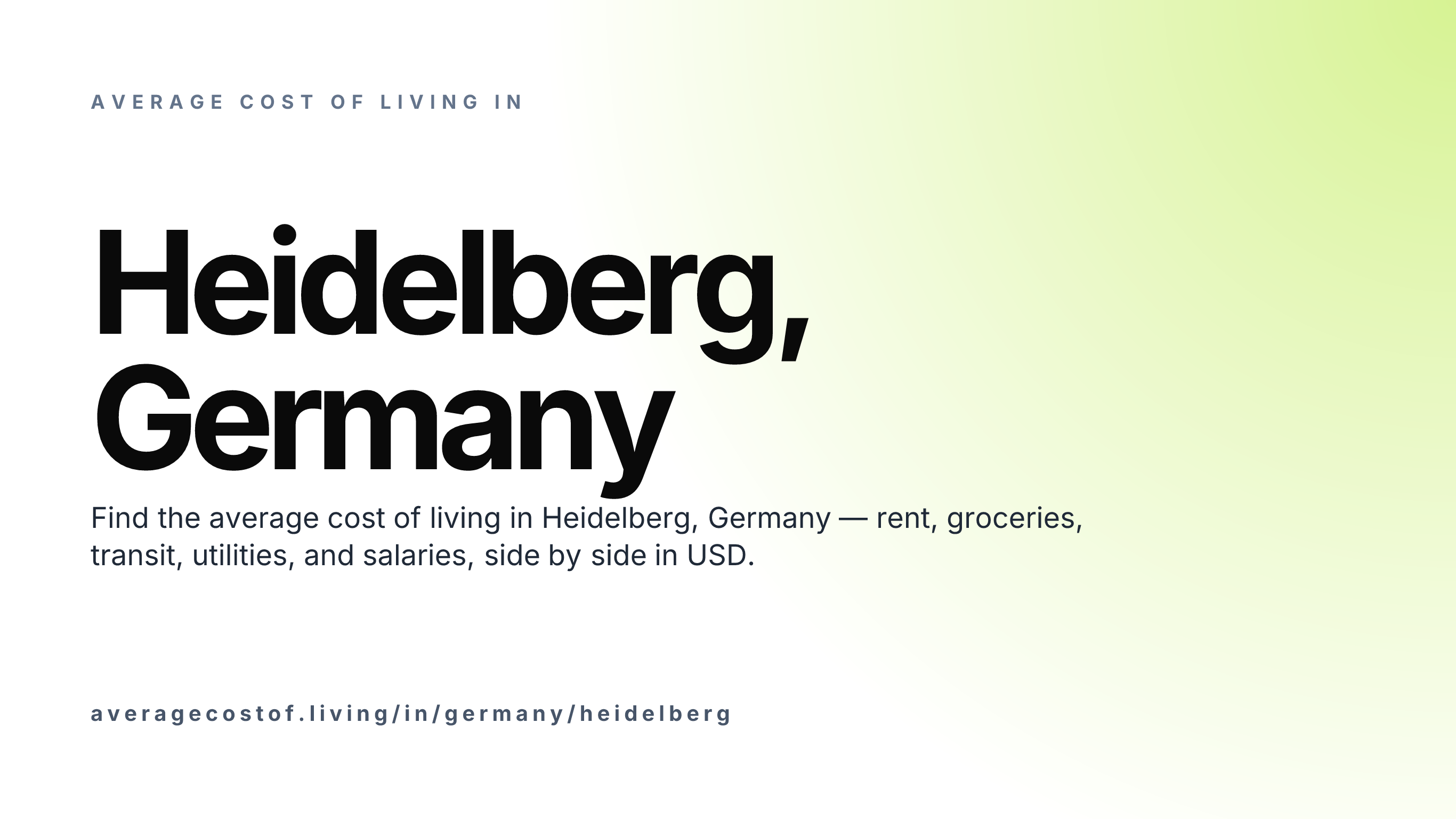 Cost of living in Heidelberg, Germany — monthly rent, food, transport, utilities, and salary breakdown in USD.