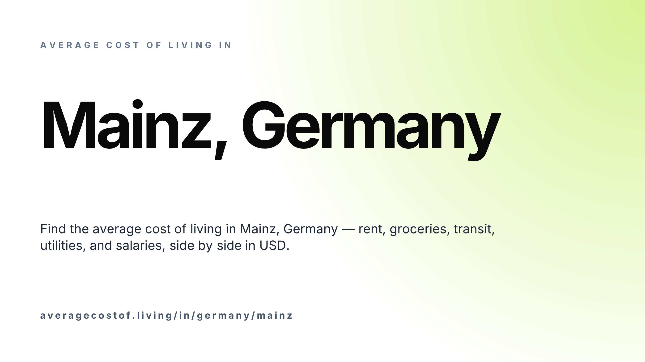 Cost of living in Mainz, Germany — monthly rent, food, transport, utilities, and salary breakdown in USD.