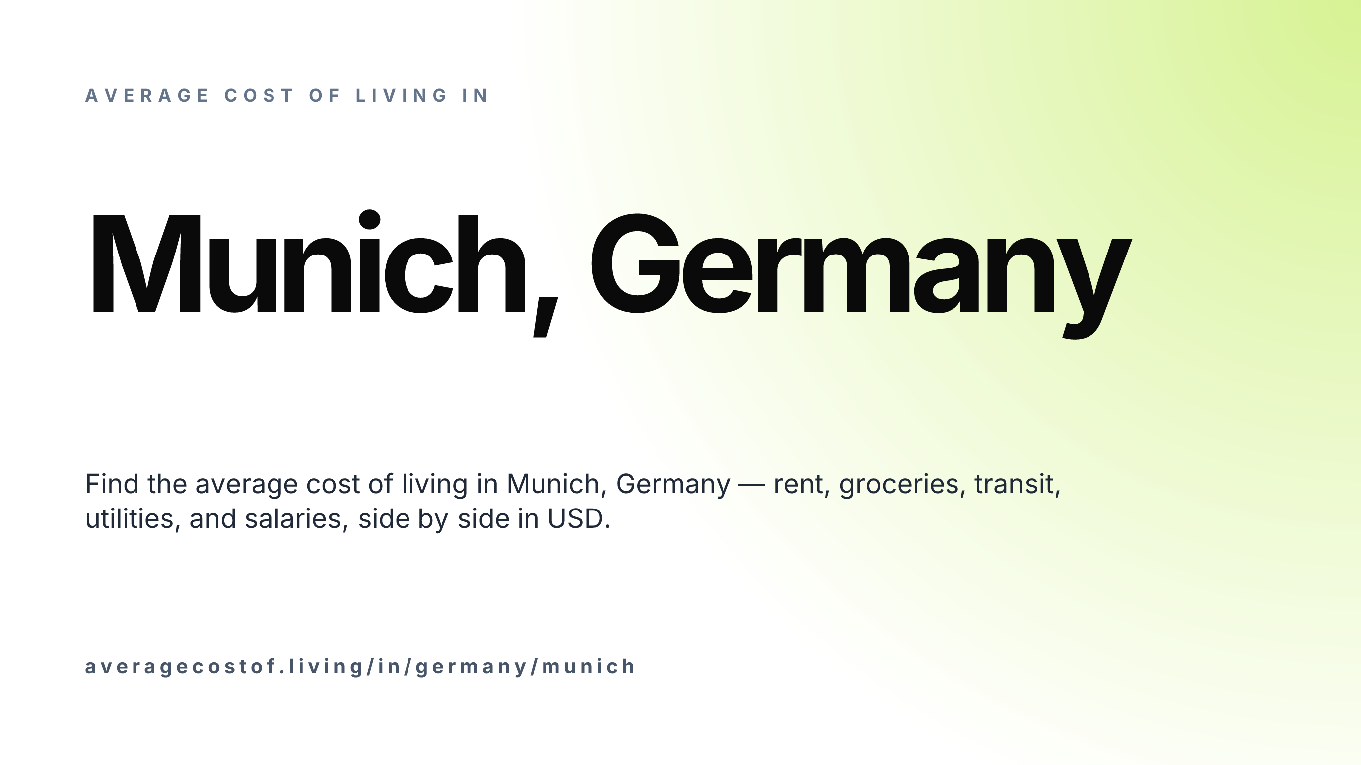 Cost of living in Munich, Germany — monthly rent, food, transport, utilities, and salary breakdown in USD.